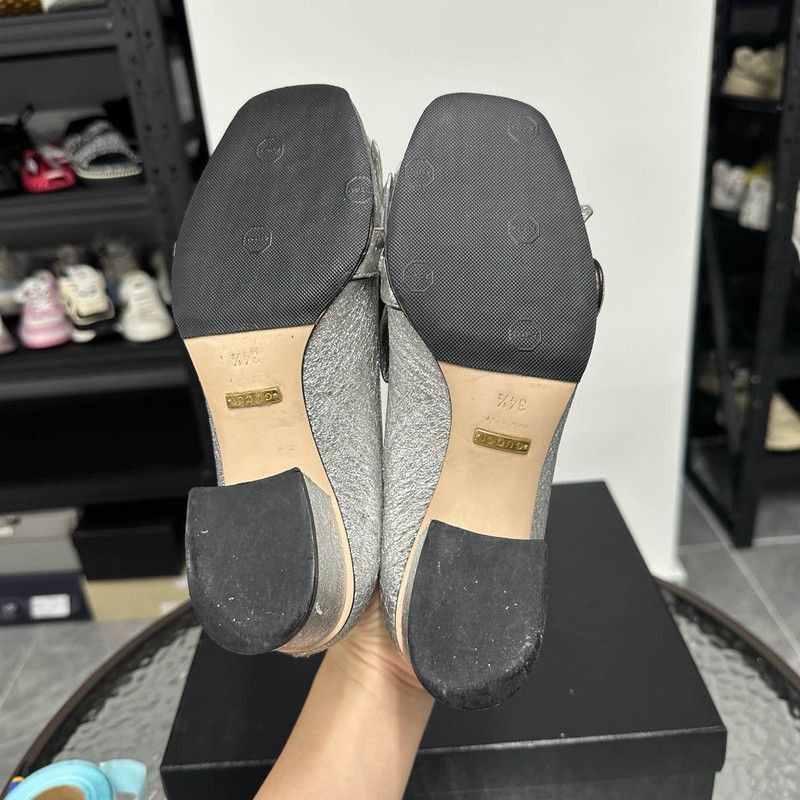 Gucci Gucci Silver Square Toe Block Heel Pumps -2508 Size US 5 / IT 35 - 4 Thumbnail