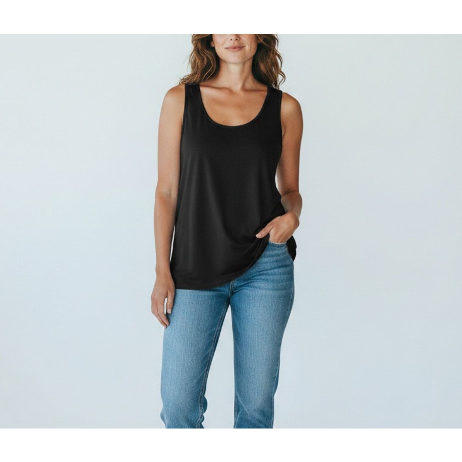 Eileen Fisher EILEEN FISHER Black Basic Tencel Lyocell Tank Top Size XL Size XL / US 12-14 / IT 48-50 - 1 Thumbnail