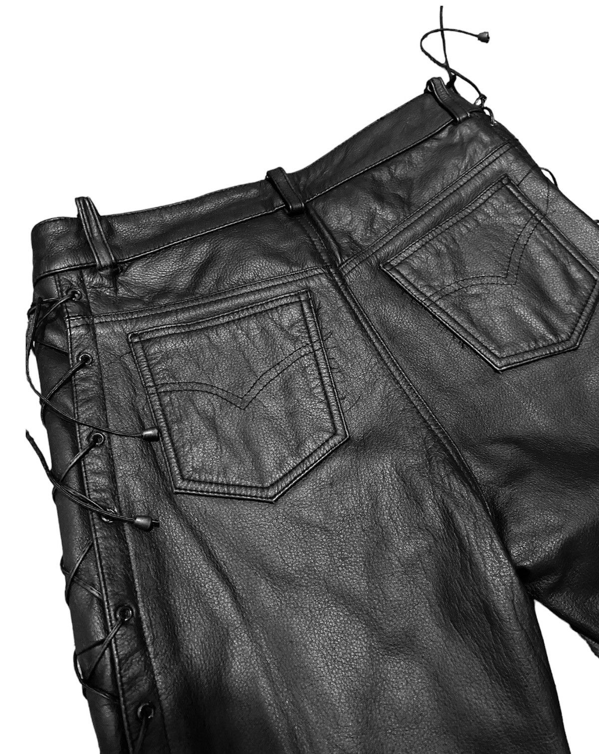 Genuine Leather Vintage Ashy Motorcycle Leather Biker Pants Size US 32 / EU 48 - 6 Thumbnail