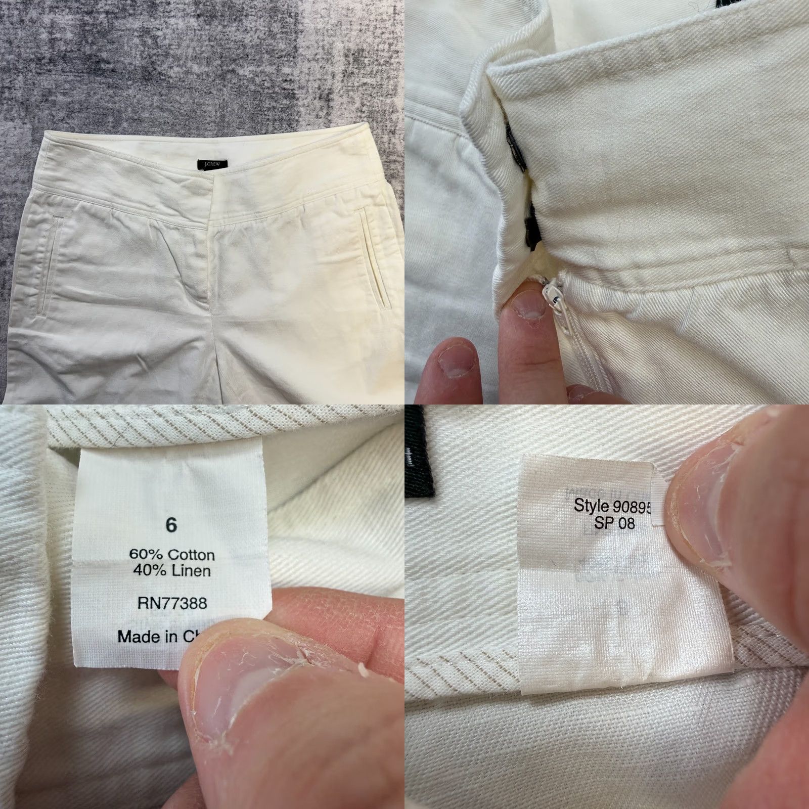 J.Crew J.CREW Pants Womens 6 White Linen Blend Wide-Leg Coastal Beach 30x29 Size 28" / US 6 / IT 42 - 8 Thumbnail