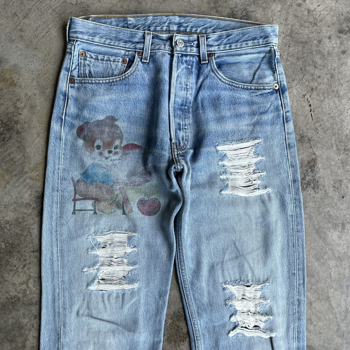 Levi's Vintage Clothing 🔥Vintage Levis 501 Custom Design Ripped Distress Denim Jeans Size US 30 / EU 46 - 2 Thumbnail