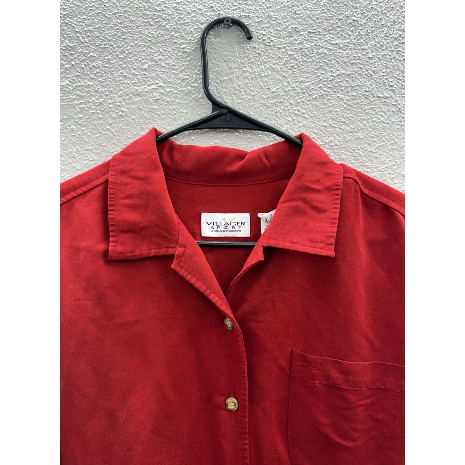 Vintage Villager Sport Womens Button Up Shirt XL Red Long Sleeve Shirt Womens XL Red Size XL / US 12-14 / IT 48-50 - 3 Thumbnail