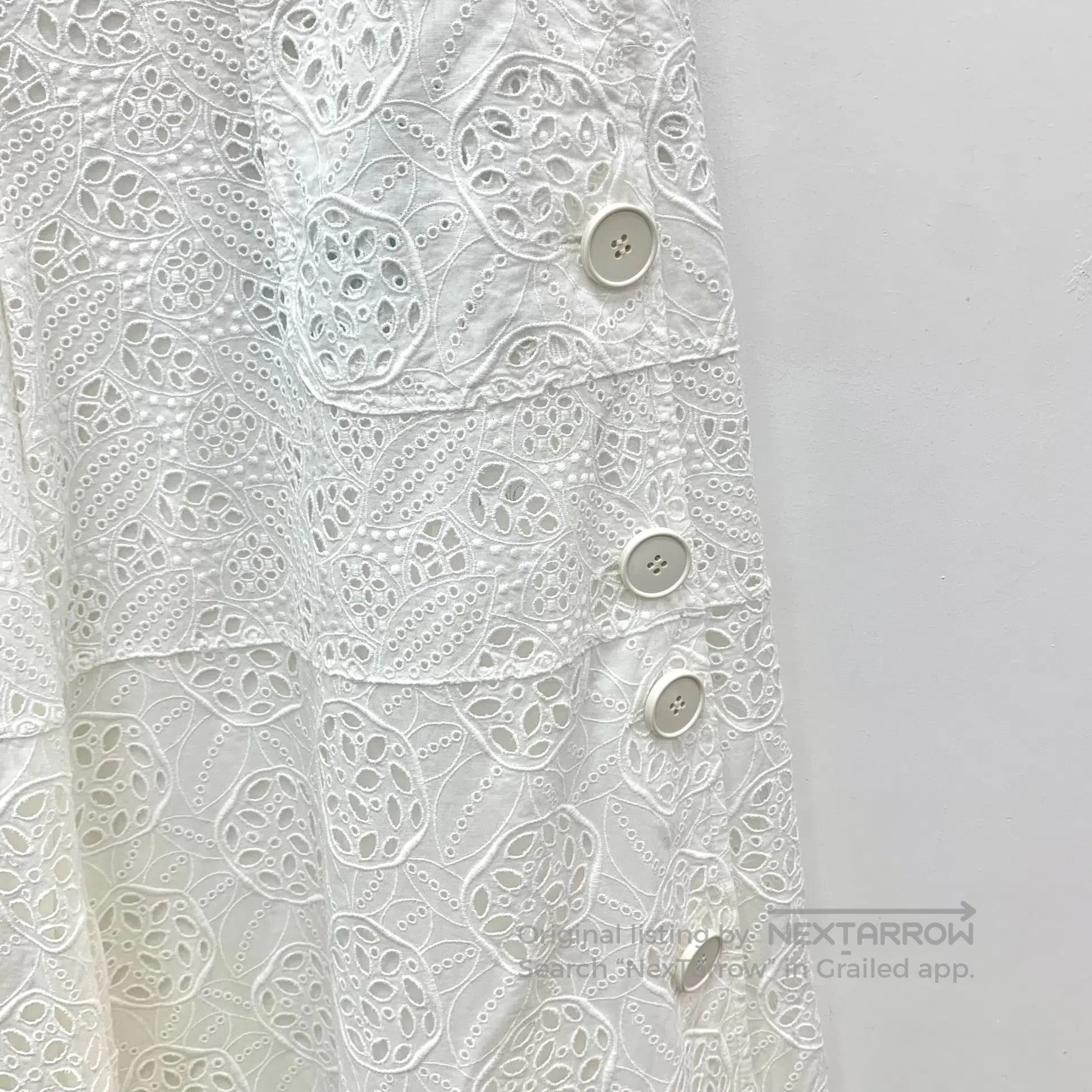 Valentino Valentino White Floral Openwork Embroidered Cotton Casual Size 37" - 5 Thumbnail