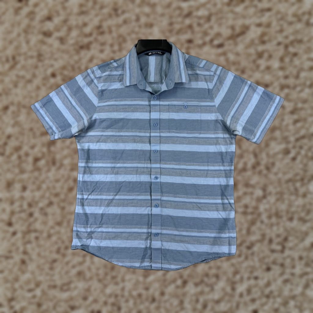 TravisMathew Travis Mathew Shirt Adult Large Blue Stripe Button Up Pocket Golf Outdoorsmen Size US L / EU 52-54 / 3 - 1 Thumbnail