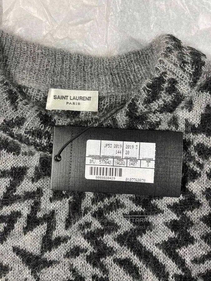 Yves Saint Laurent black and gray zigzag patterned sweater. Size US S / EU 44-46 / 1 - 3 Thumbnail
