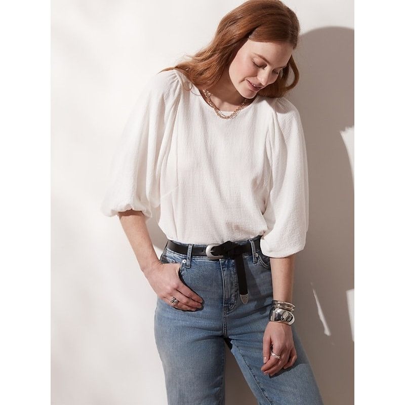 Banana Republic Banana Republic Textured Puff 3/4 Sleeve Top Womens Small Size S / US 4 / IT 40 - 7 Thumbnail
