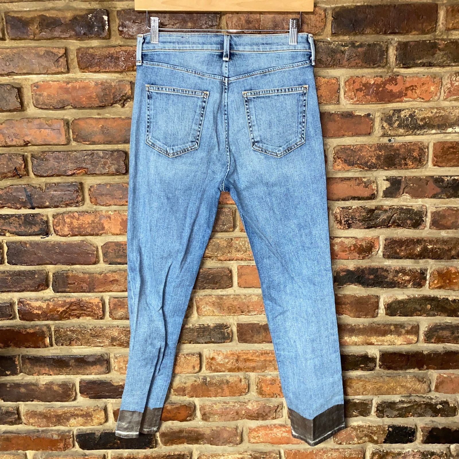Rag & Bone Rag & Bone Blue Denim Silver Metallic Dip Skinny Jeans 27 Size 27" / US 4 / IT 40 - 5 Thumbnail