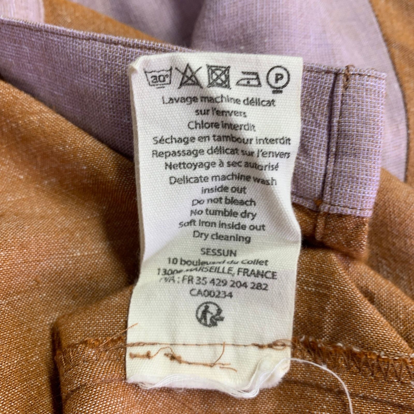 Other S Blue Purple Brown Linen Viscose Color Block Ruched Shirt Size S / US 4 / IT 40 - 6 Thumbnail