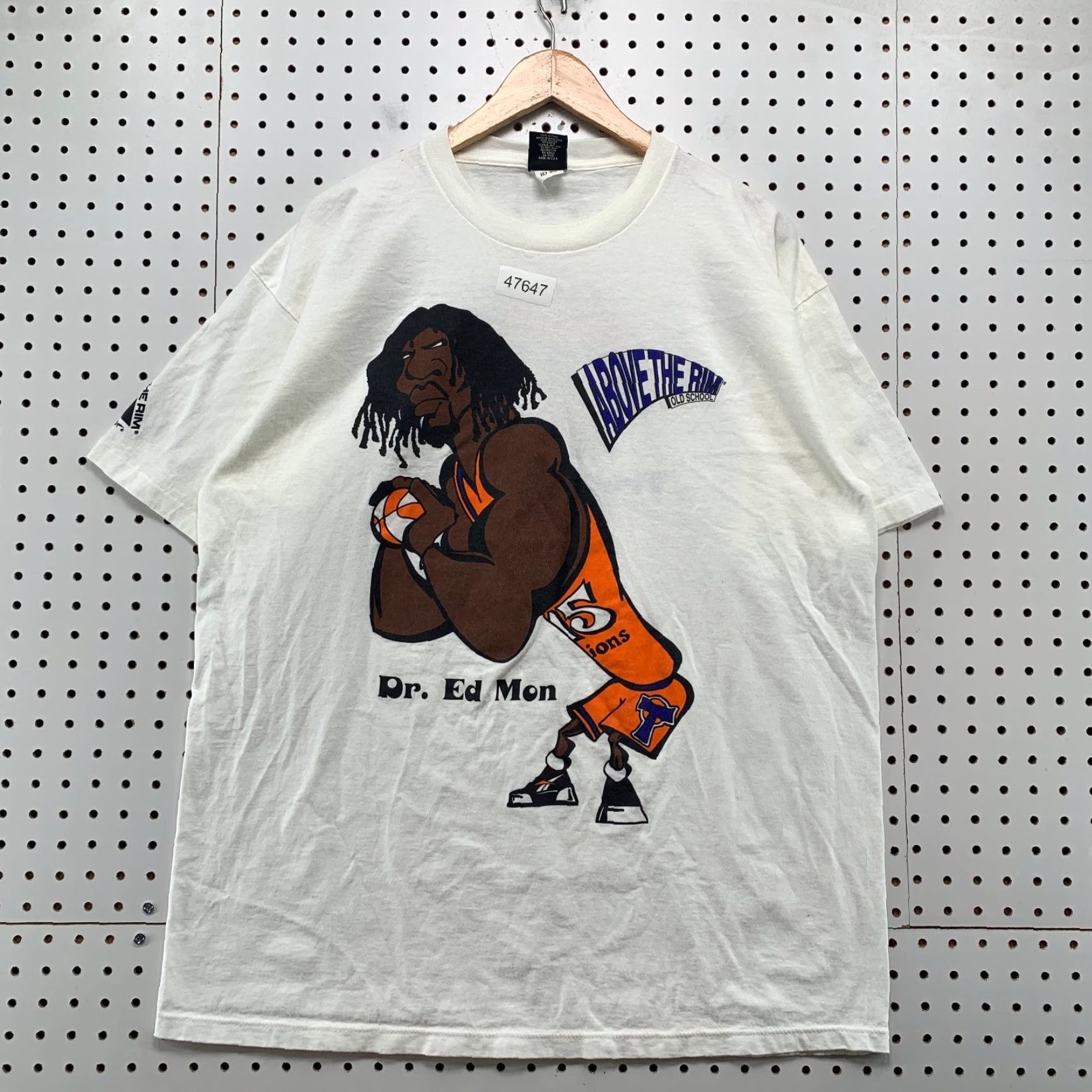 Vintage Vintage Above The Rim Dr Ed Mon Shirt Mens XL White Single Stitch Hoop Wear ATR Size US XL / EU 56 / 4 - 2 Thumbnail