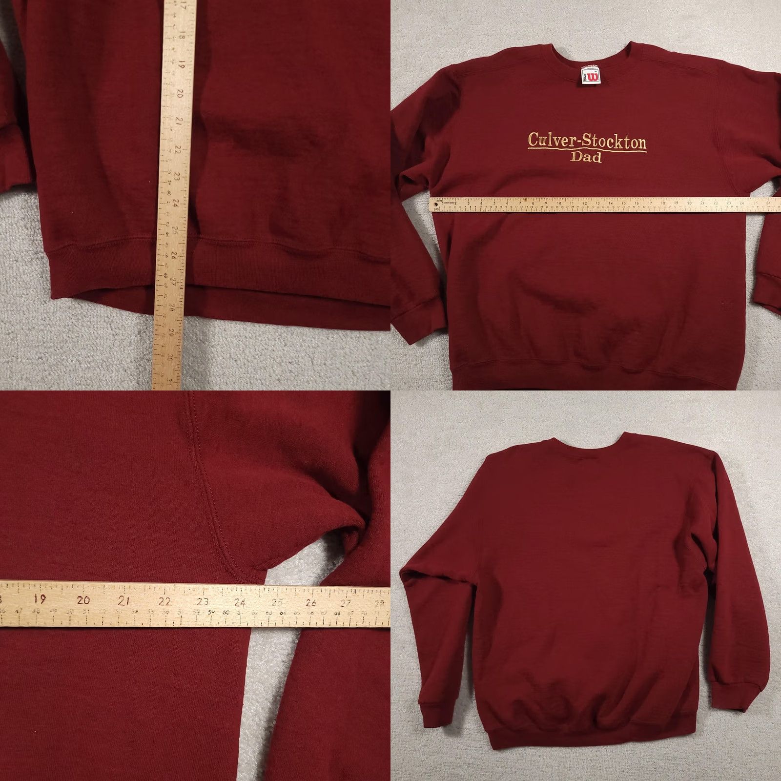 Wilson Culver-Stockton Dad Sweatshirt Mens XL Maroon Wilson Crewneck College Pullover Size US XL / EU 56 / 4 - 8 Thumbnail