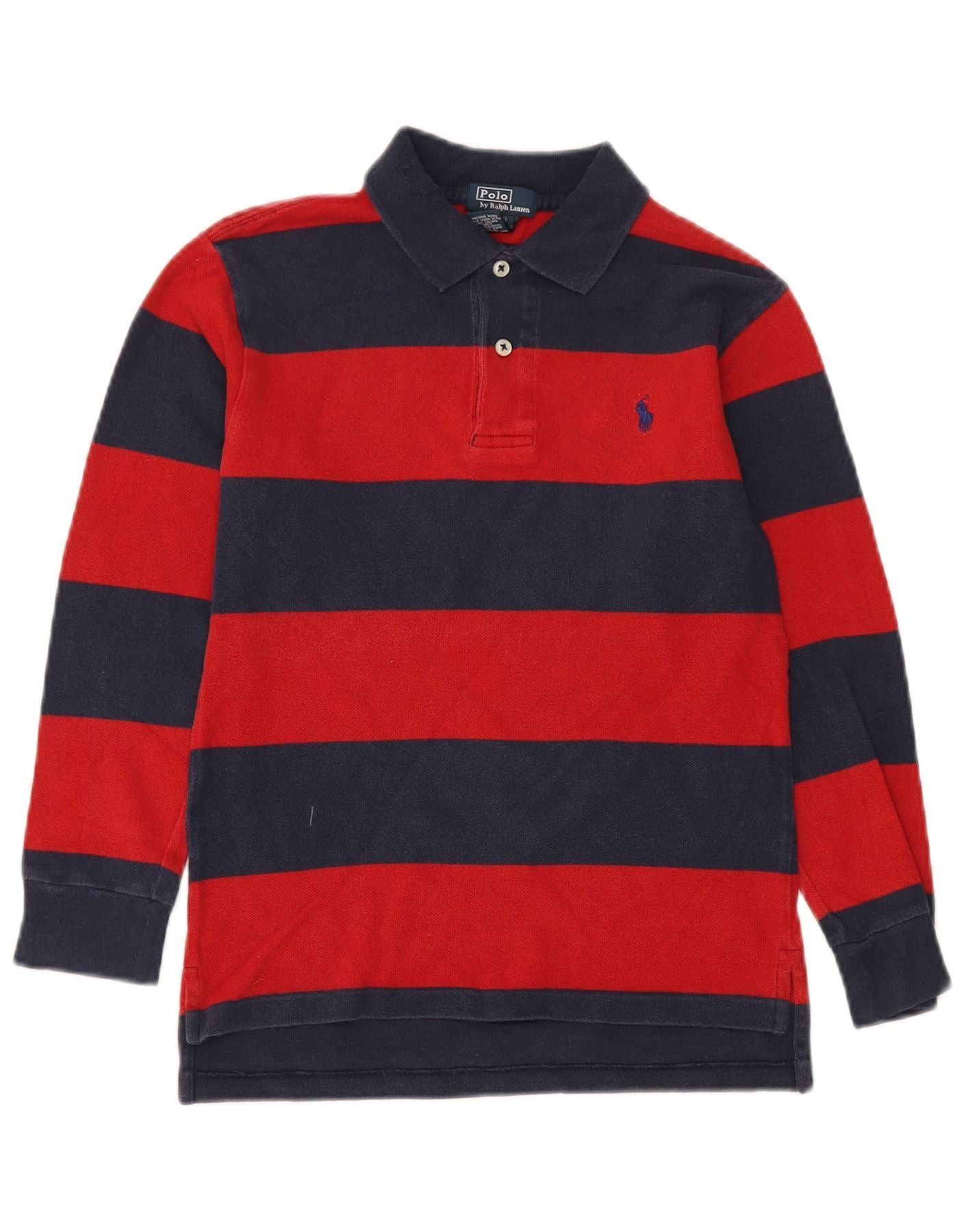 Polo Ralph Lauren Boys Long Sleeve Polo Shirt 7-8 Years Small Red Striped Size XXS / US 00 / IT 34 - 1 Thumbnail
