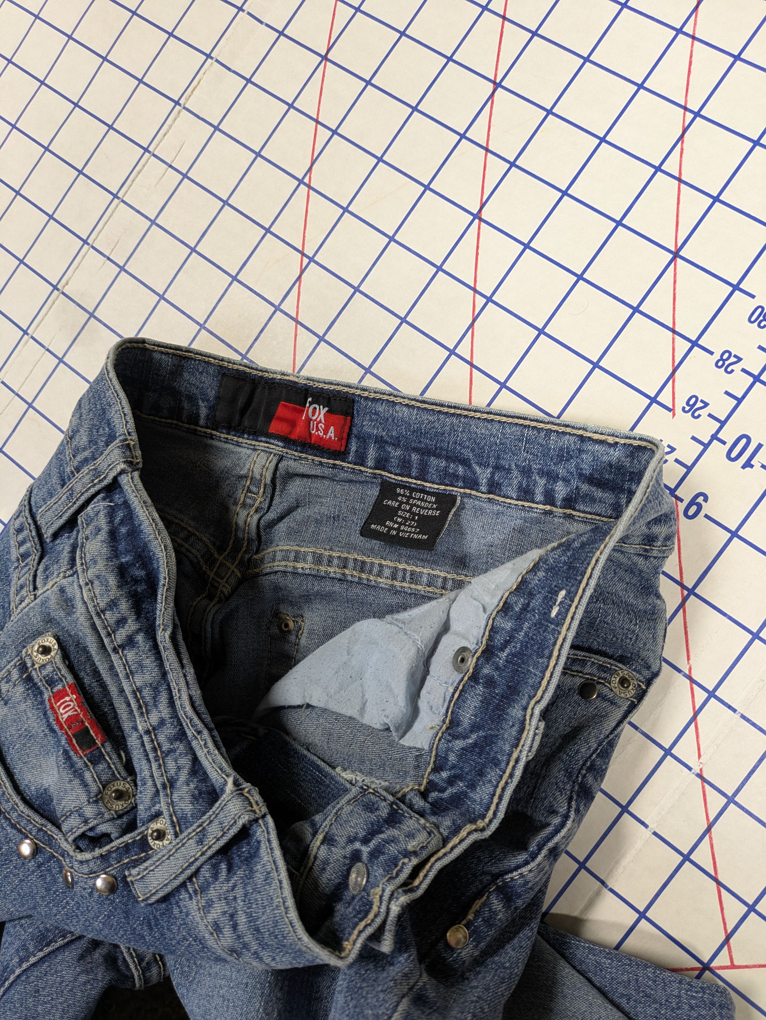 Japanese Brand Vintage Pierced Studded Emo Punk Flared Jeans by Fox size 1 Size 27" / US 4 / IT 40 - 9 Thumbnail