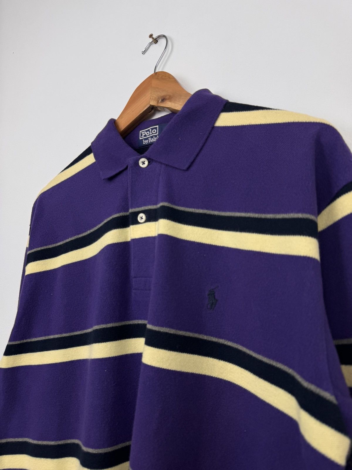 Polo Ralph Lauren Polo Ralph Lauren Men Striped Polo Shirt Purple Size M Size US M / EU 48-50 / 2 - 4 Thumbnail