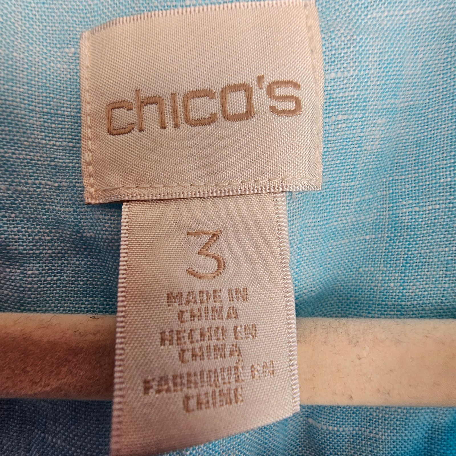 Chicos Chicos Womens Linen Top L Coastal Grandma Resortwear Beach Size L / US 10 / IT 46 - 5 Thumbnail