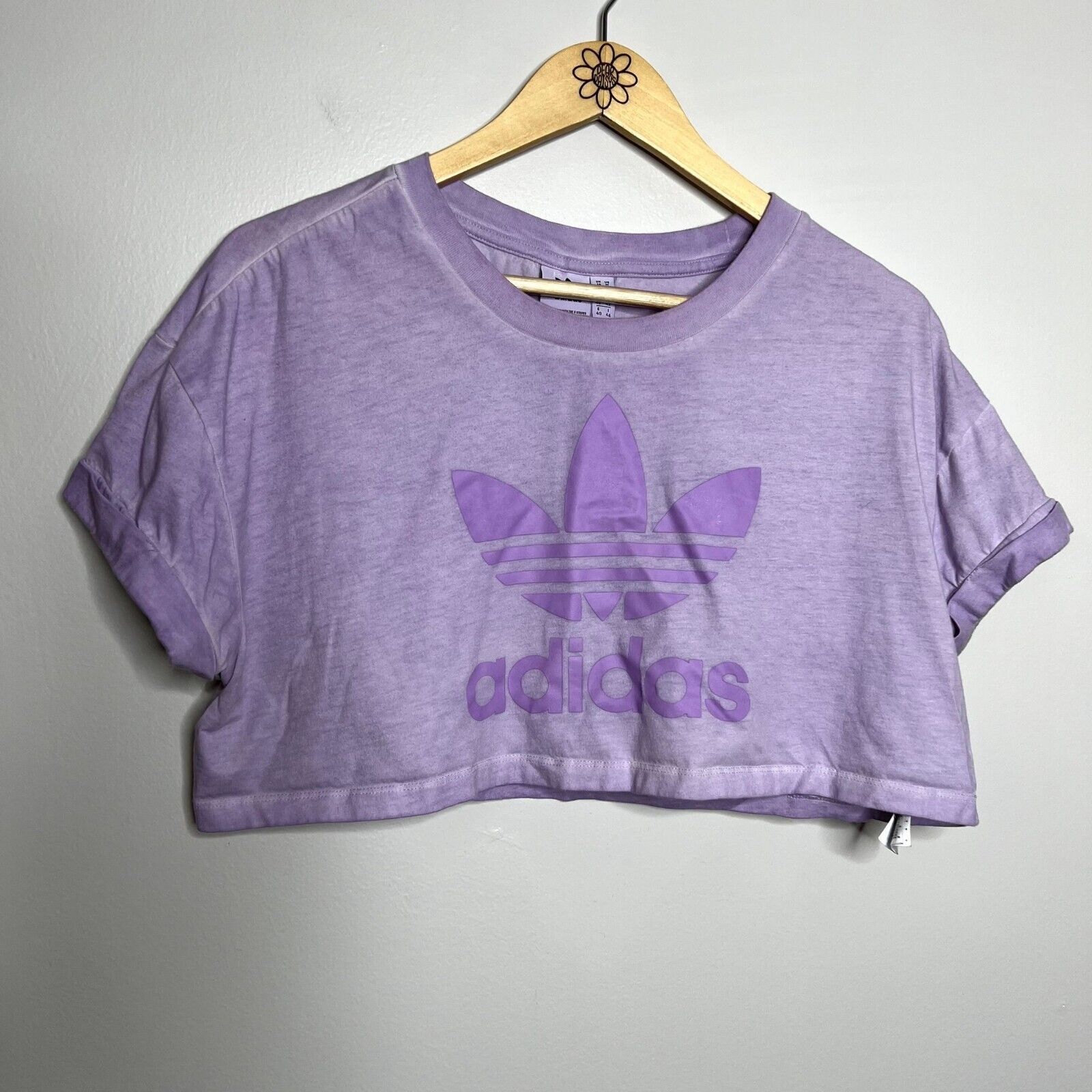 Adidas Adidas Purple Logo Cropped Short Sleeve Tee Size M / US 6-8 / IT 42-44 - 4 Thumbnail