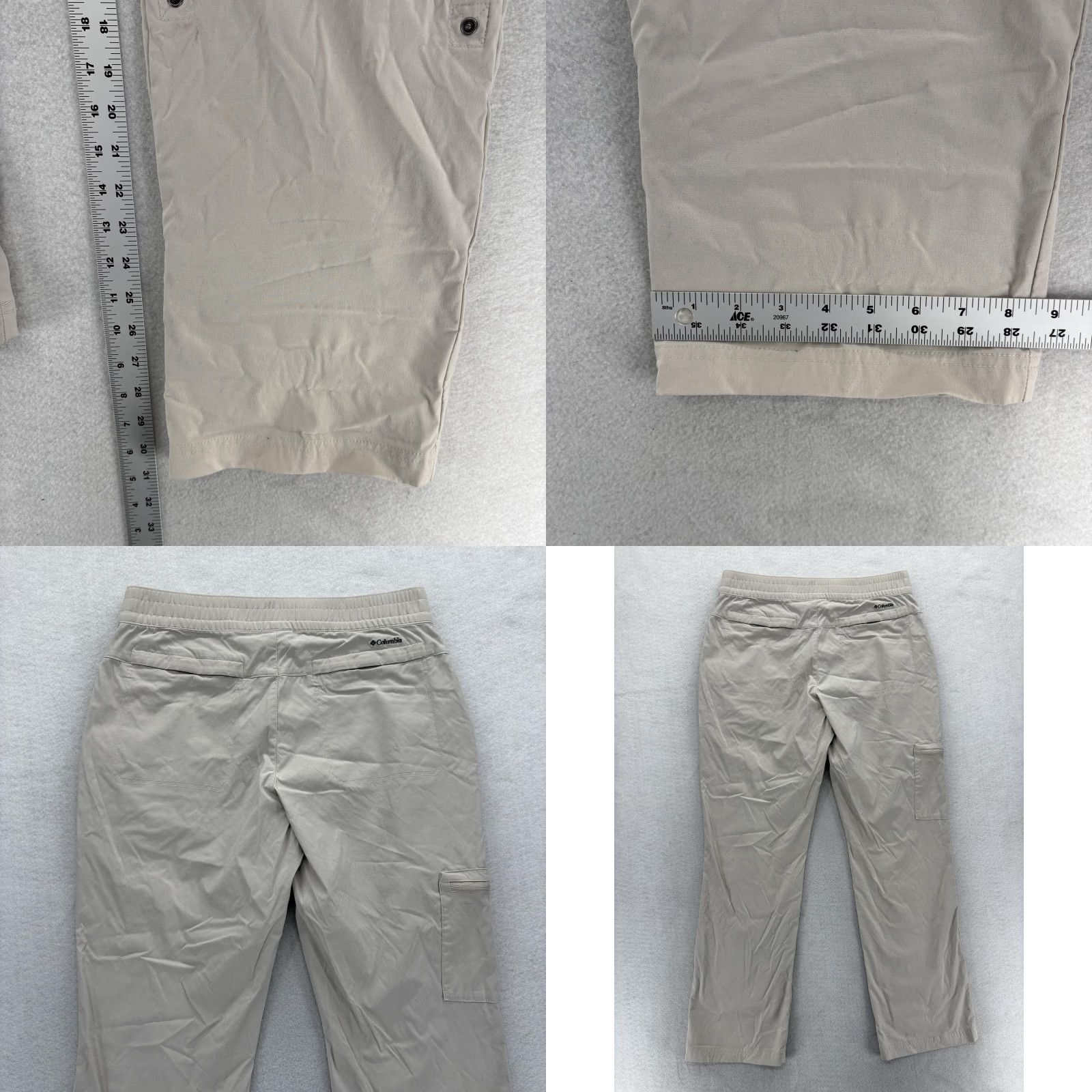 Vintage Womens Columbia Hiking Pants 14 Beige Nylon Stretch Cargo Roll Up Outdoor Travel Size 36" / US 14 / IT 50 - 8 Thumbnail