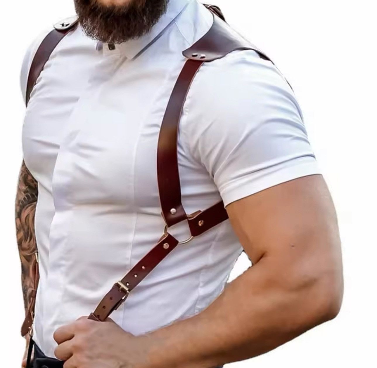 Jewelry × Vintage Brown Retro Vintage Men's Suspenders Belts Size ONE SIZE - 4 Thumbnail