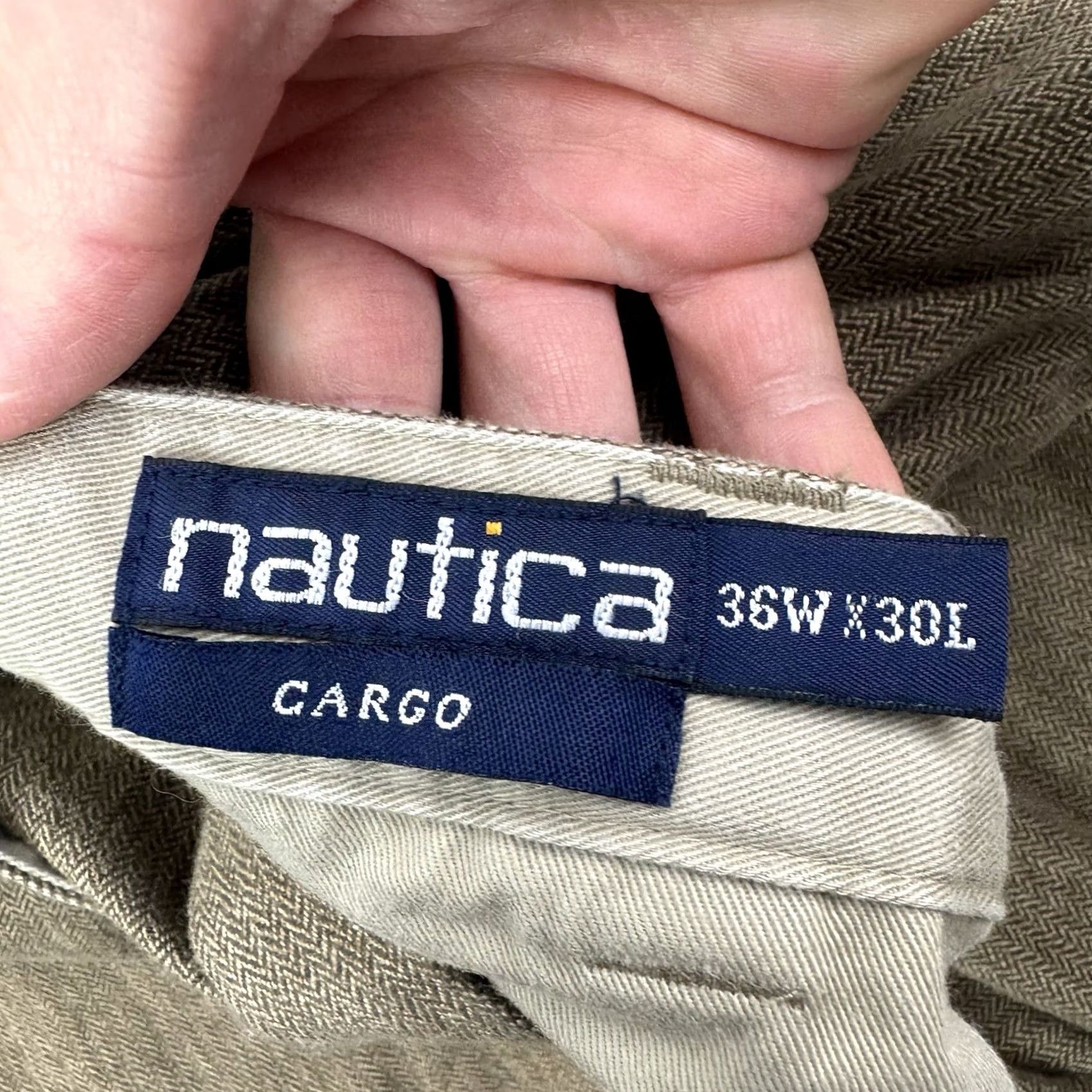 Nautica VINTAGE Nautica Cargo Pants Mens 36x30 Brown Relaxed Solid Zip 90s Punk Grunge Hipster Y2K Pants Size US 36 / EU 52 - 3 Thumbnail