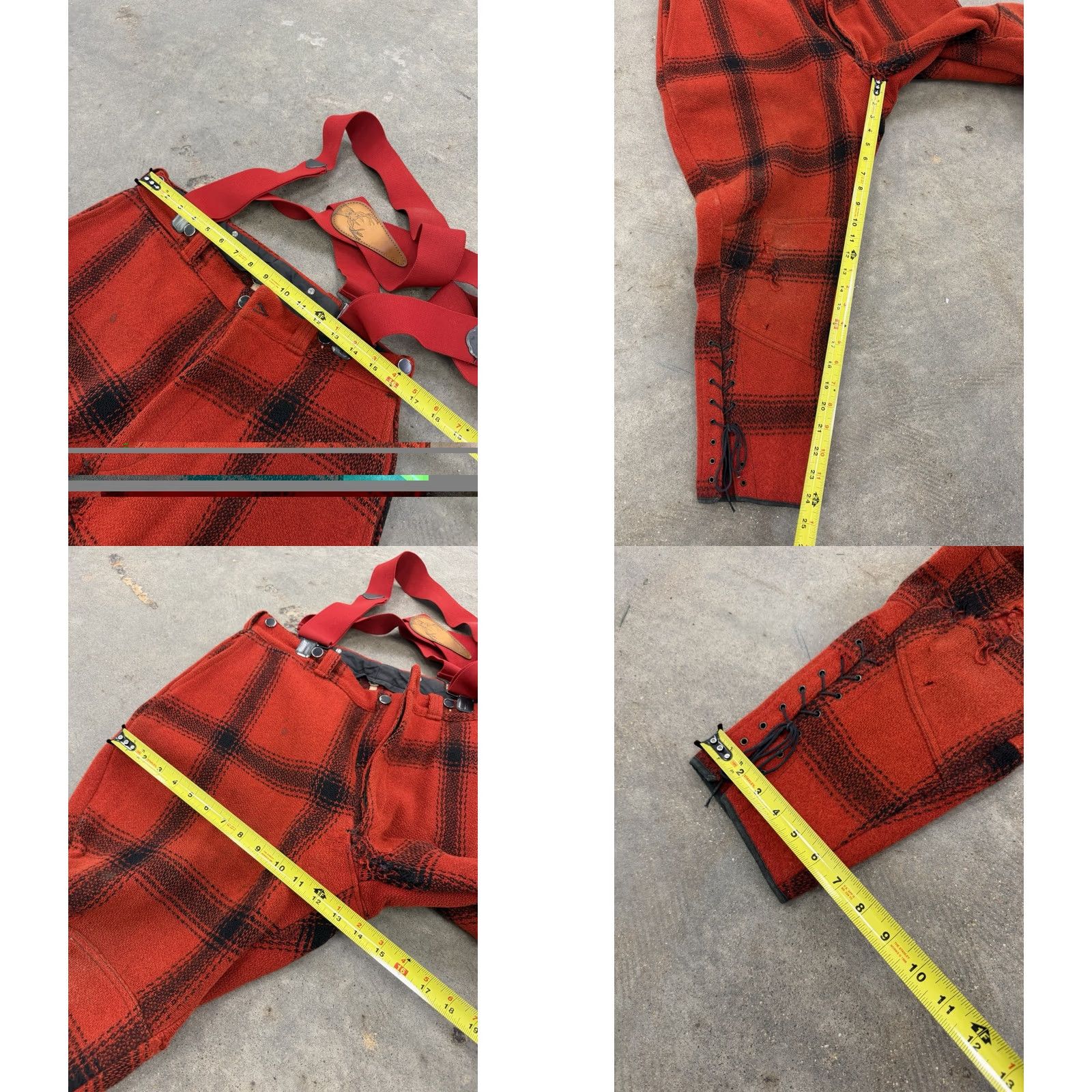 Sears VINTAGE Sears Hercules Plaid Wool Jacket Pants Set SZ Large Red Black Plaid Overcoat Men Fall Winter Wool Vintage 40s Size US 33 - 11 Thumbnail