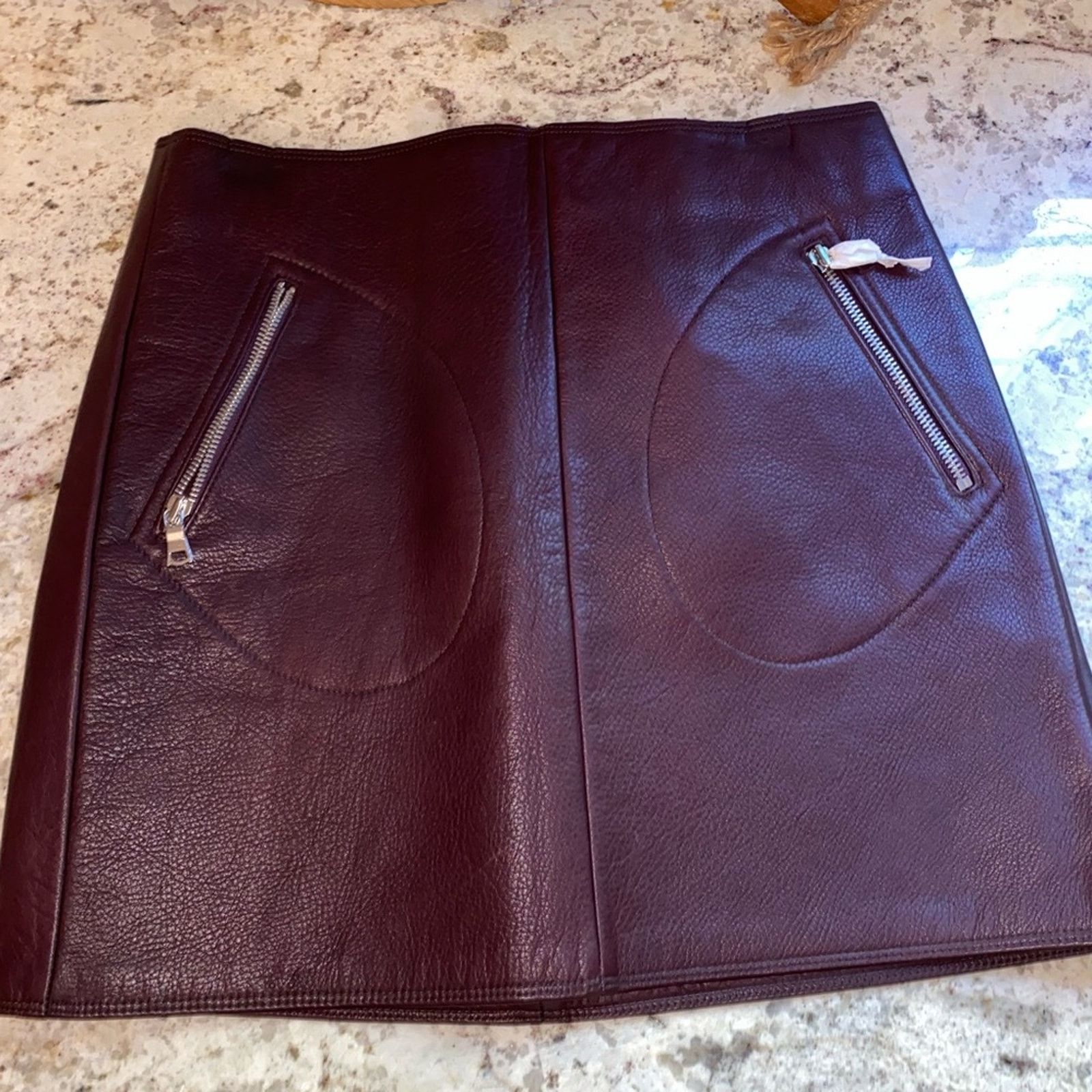 Gap New $200 GAP Oxblood Leather Zip Pocket Mini sz 0 NWT Size 25" / US 0 / IT 36 - 2 Thumbnail