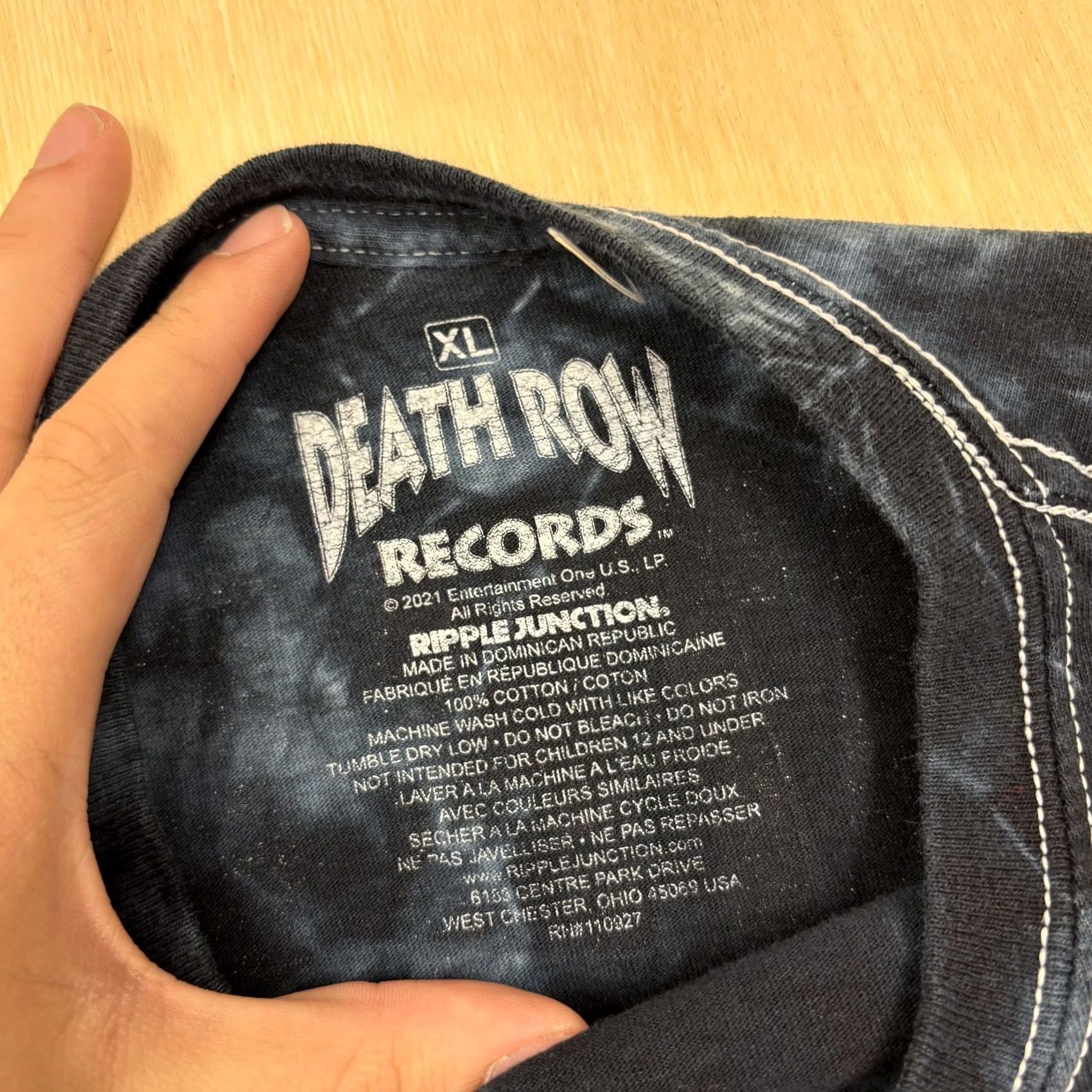 Ripple Junction Death Row Records Shirt Mens XL Black Tie Dye Graphic Tee T-Shirt Size US XL / EU 56 / 4 - 3 Thumbnail