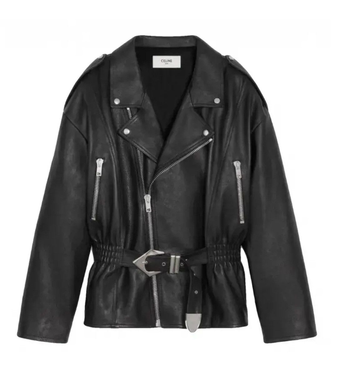 Celine × Hedi Slimane Mens runway leather belted jacket 50 $7999 Size US M / EU 48-50 / 2 - 2 Thumbnail