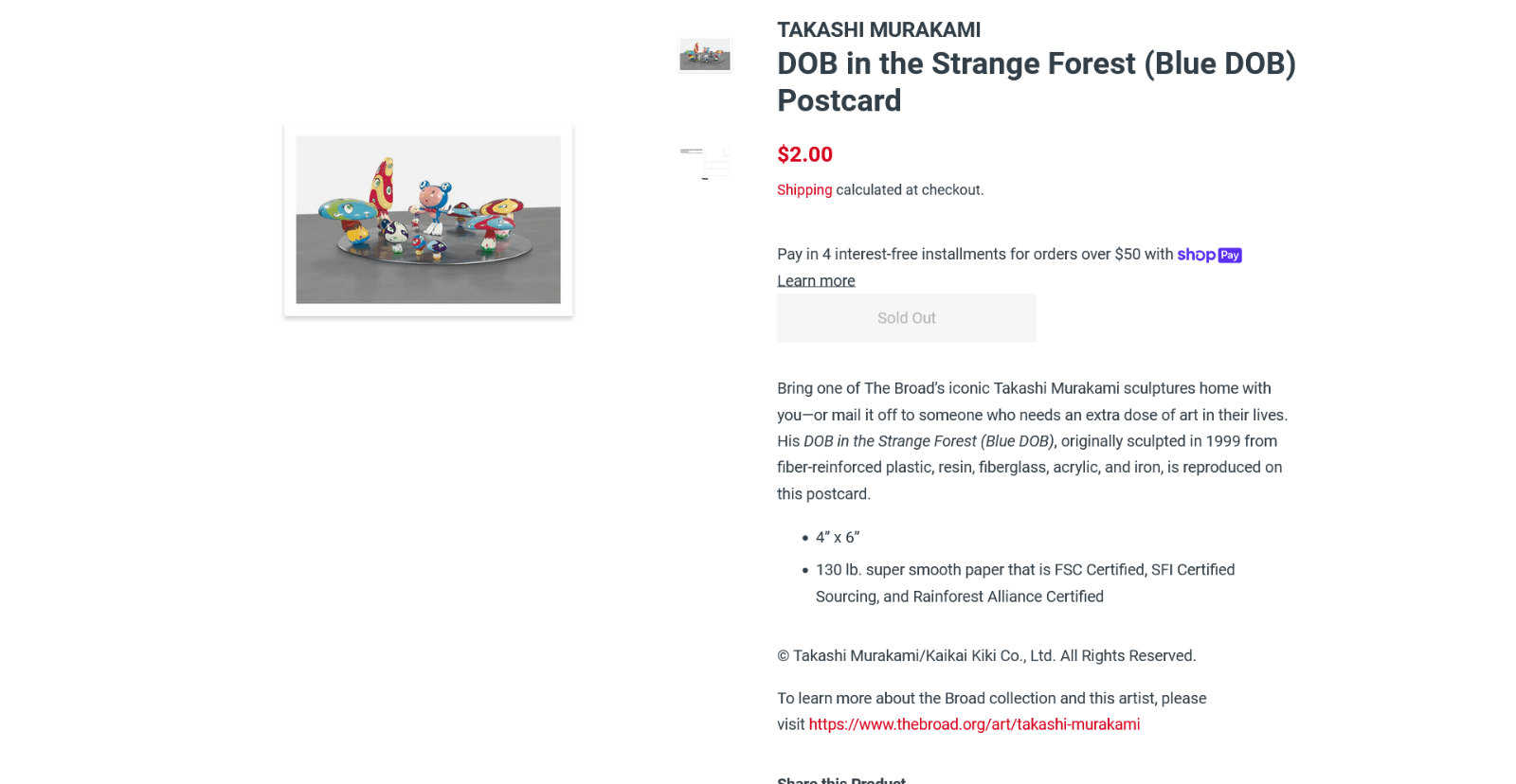 Takashi Murakami Takashi Murakami 4" x 6" Postcard - DOB in the Strange Fore Size ONE SIZE - 3 Thumbnail