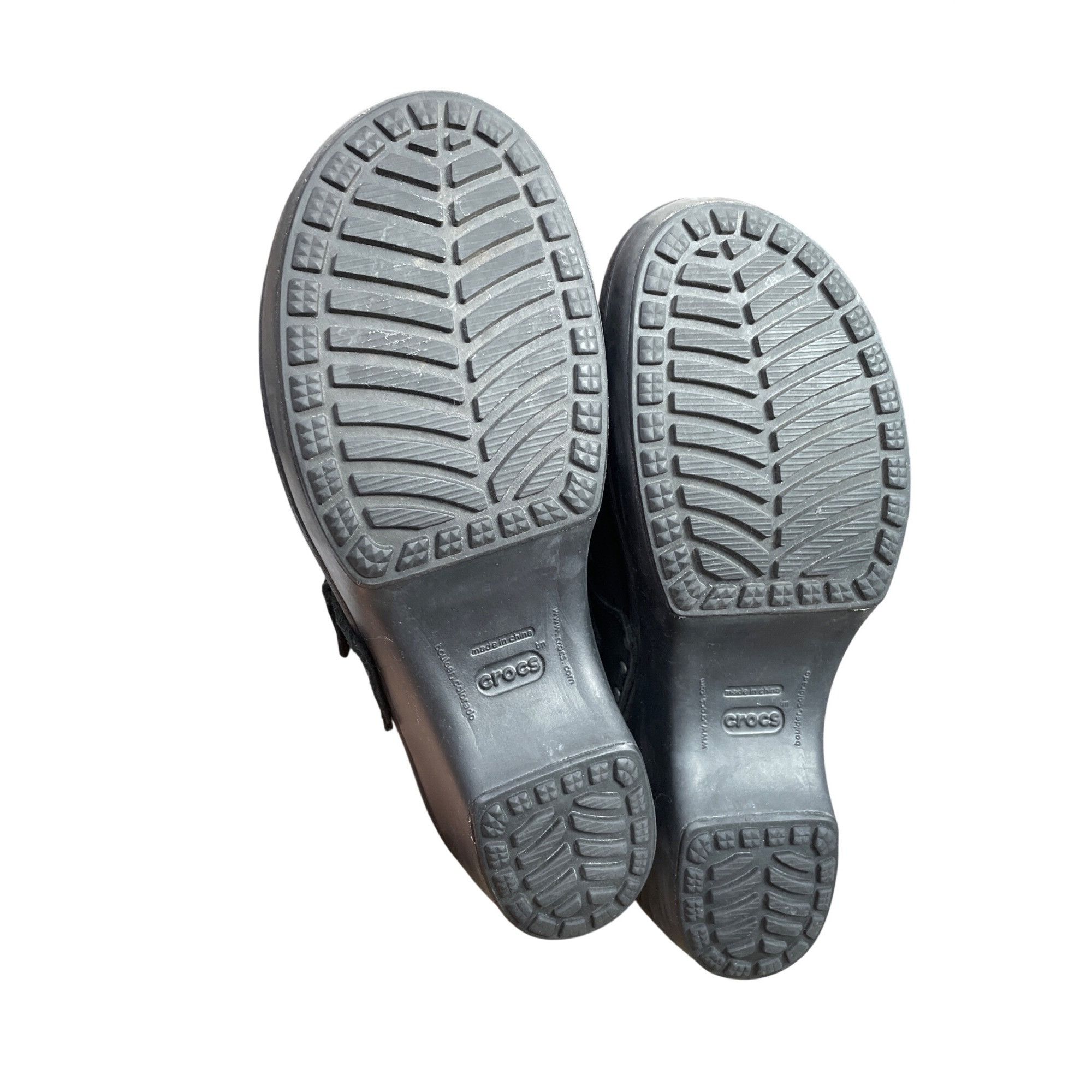 Crocs Crocs womans black leather slip on clogs mules Sz 9 SKU 9725 Size US 9 / IT 39 - 5 Thumbnail