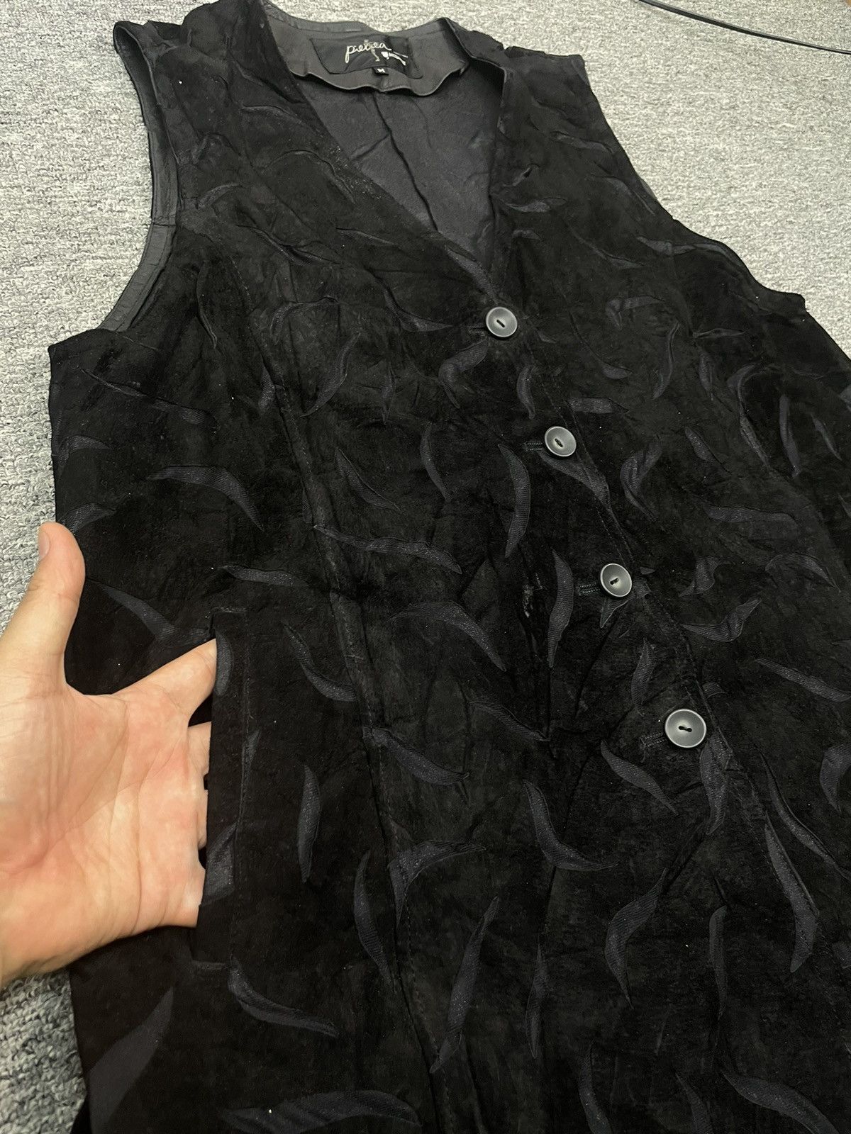 If Six Was Nine Vintage Designer Suede Leather Coat Sleeveless Floral Size US L / EU 52-54 / 3 - 4 Thumbnail