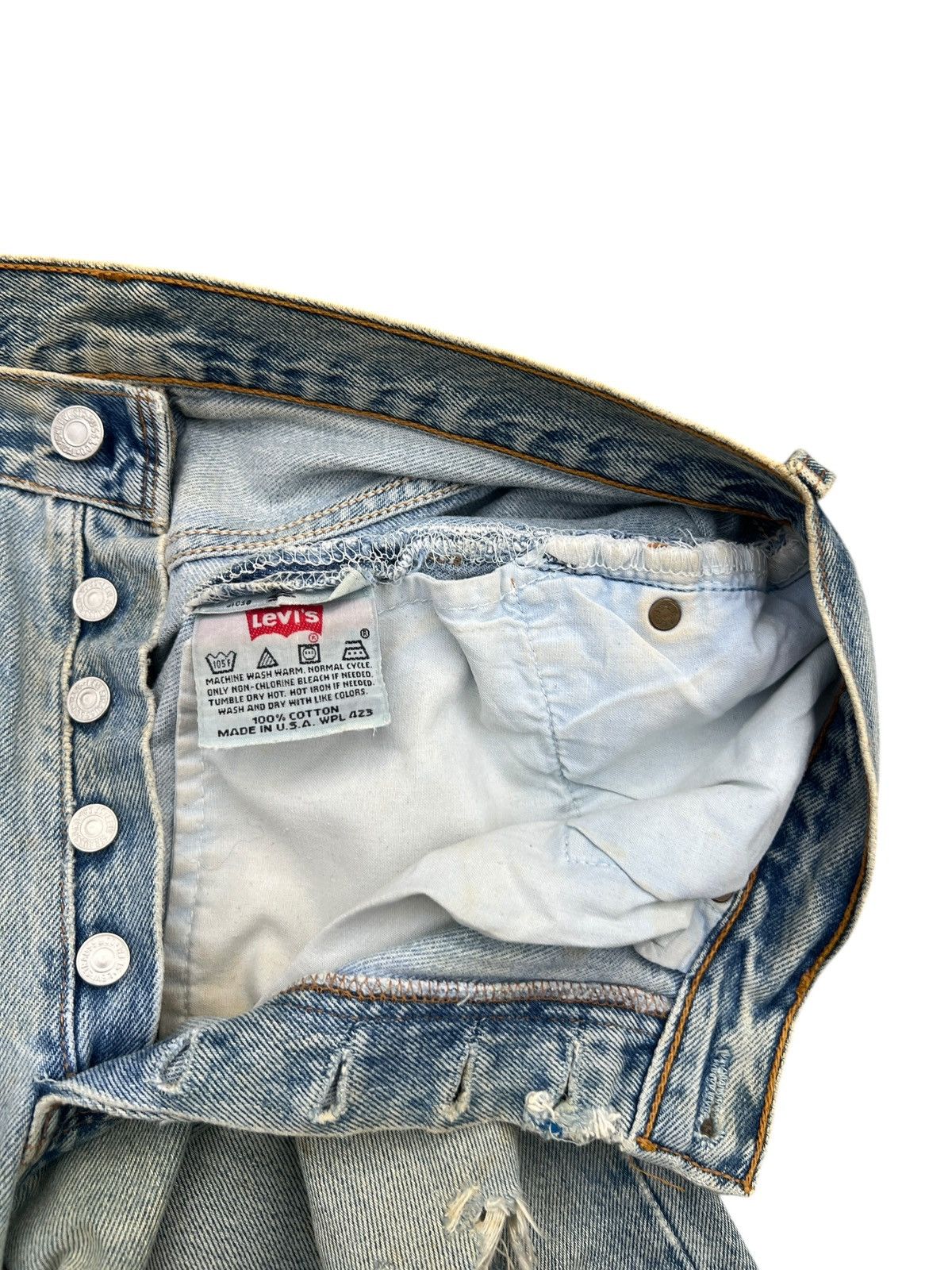 Levi's Vintage 90s Levis 501 Distressed Mudwash Denim Jeans 32x30 Size US 32 / EU 48 - 9 Thumbnail