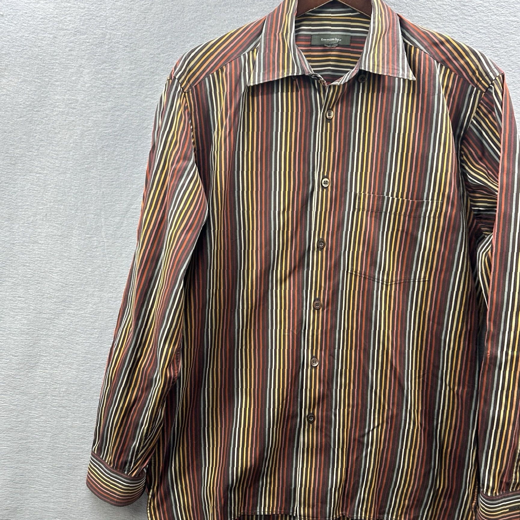 Ermenegildo Zegna Ermenegildo Zegna Dress Shirt Mens XL Striped Cotton Preppy Hipster Red Modern Classic Shirt Mens XL Stripe Cotton Zegna Size 46R - 2 Thumbnail