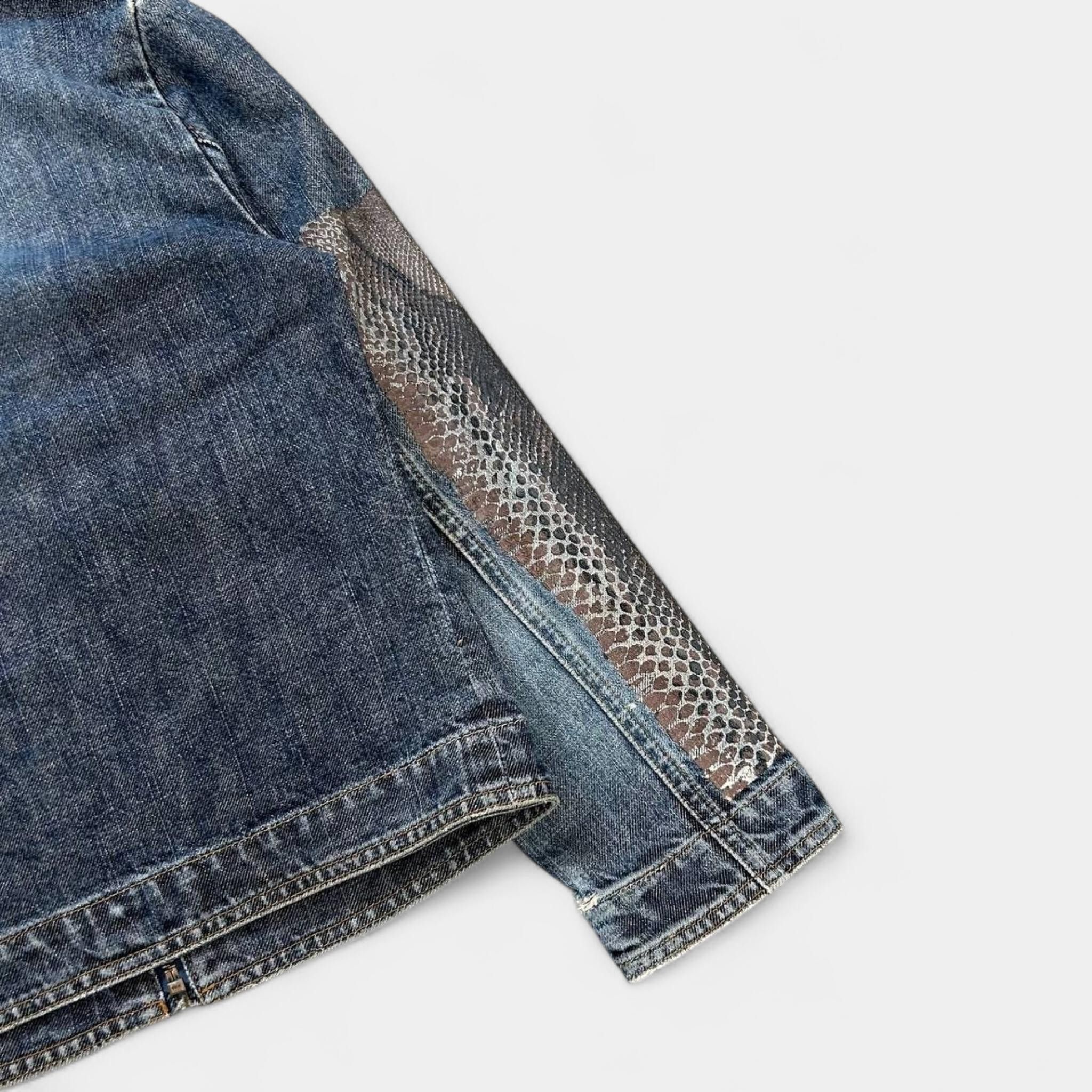 Just Cavalli Just Cavalli Snake Skin Patch Denim Jacket Size S / US 4 / IT 40 - 6 Thumbnail