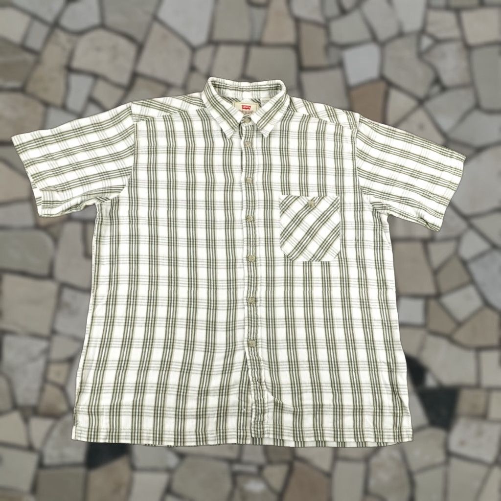 Levi's Vintage Levi's Shirt Mens XL Corduroy Plaid Green Beige Button-Up 90s Cam p Cotton Cotton? Size US XL / EU 56 / 4 - 1 Thumbnail