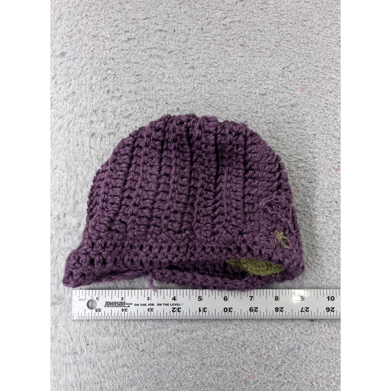 Vintage Handmade Beanie Toque Knit Floral Acrylic Purple Purple Flower Crochet Womens One Size Beanie Womens Size ONE SIZE - 4 Thumbnail