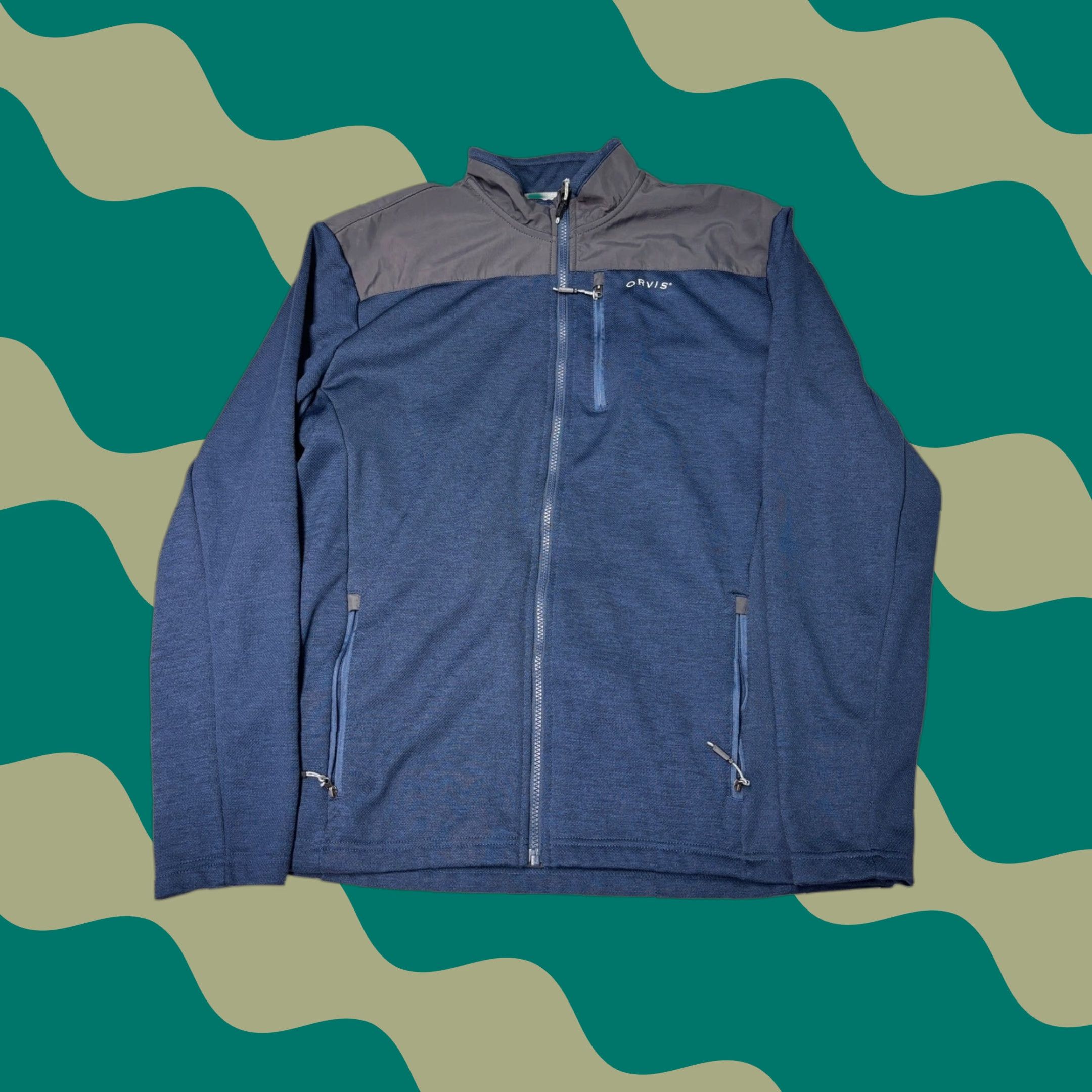 Orvis Orvis Mens Jacket Full Zip Fleece Blue Gray L Outdoor Casual Windbreaker Knit Zip Pocket Regular Size L Mens Size US L / EU 52-54 / 3 - 1 Thumbnail