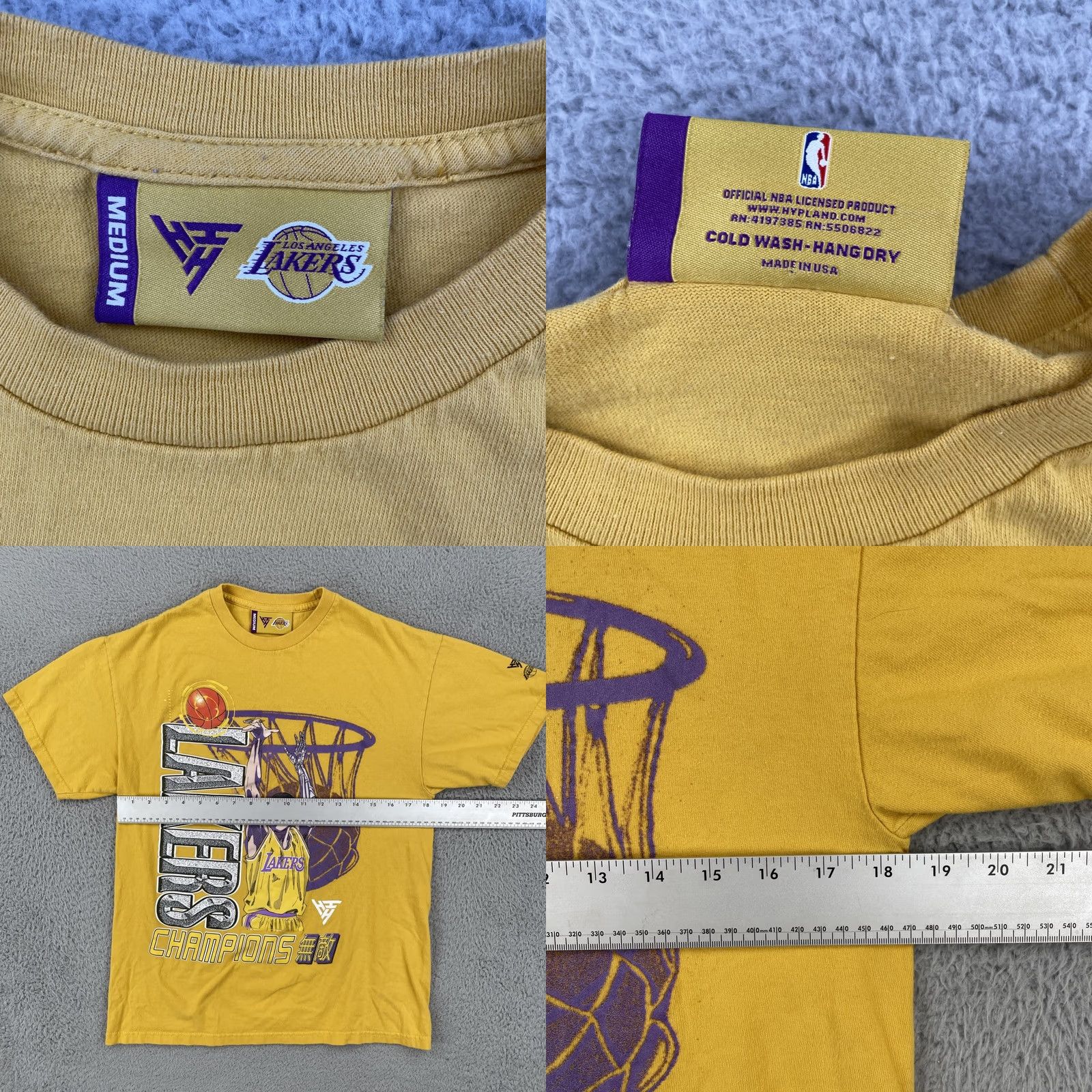 Vintage Los Angeles x Hypeland Lakers Shirt Mens M Yellow USA Basketball T-Shirt Crew Neck Short Sleeve Made in USA Size US M / EU 48-50 / 2 - 8 Thumbnail