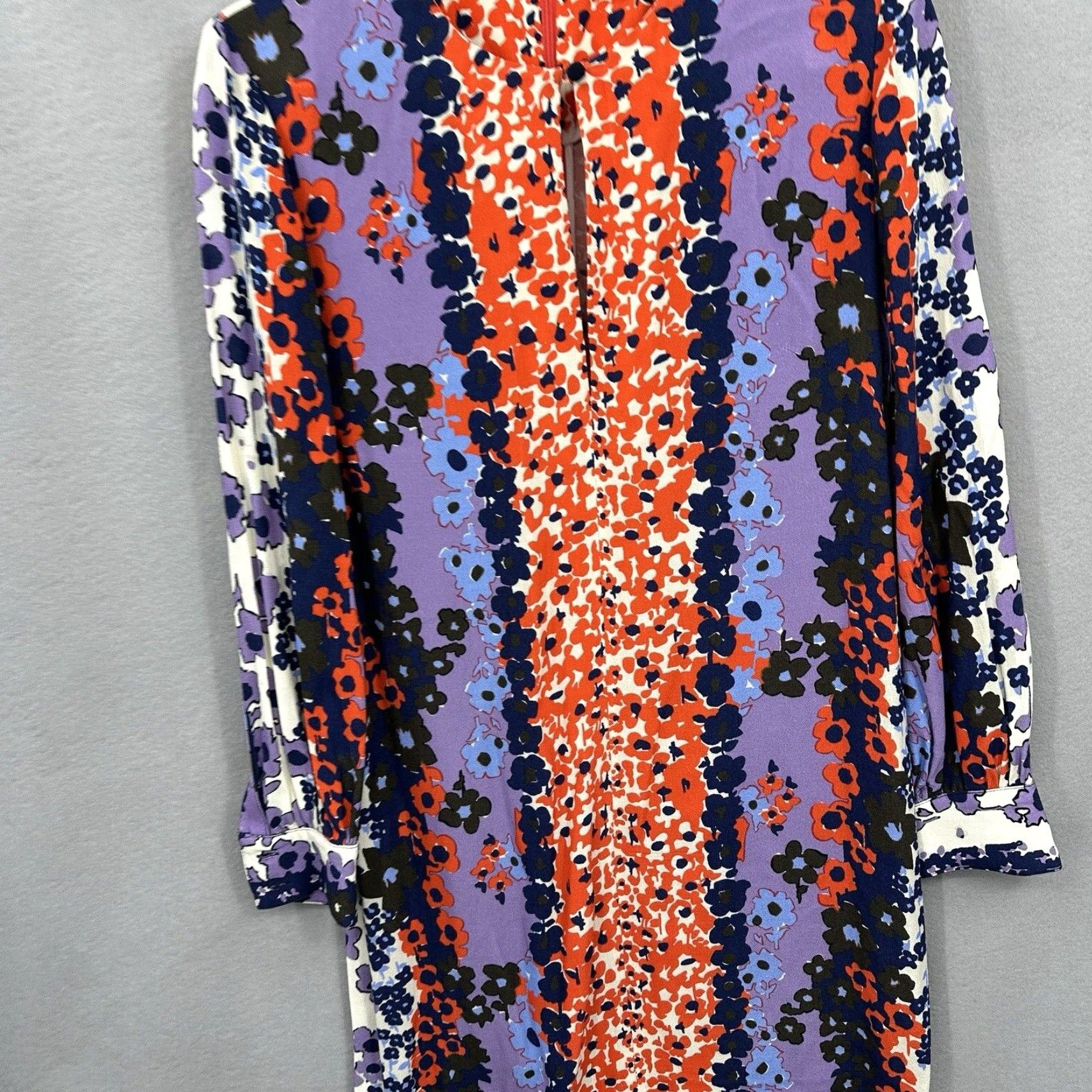 Lela Rose Vintage? No — Lela Rose Mini Dress Womens Small Floral Chiffon V-Neck Shirt Dress Purple 90s Preppy Indoor?