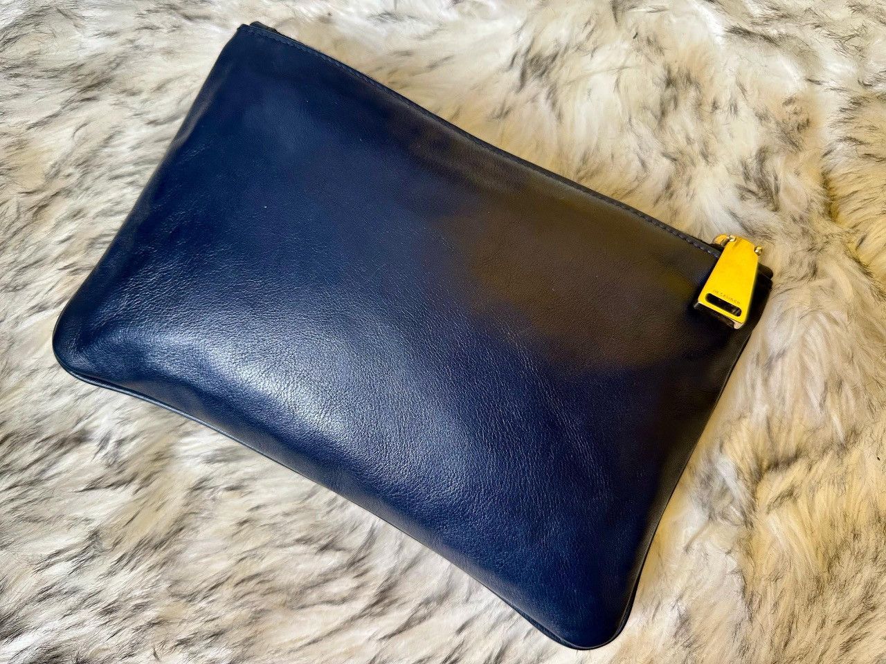 Jil Sander Authentic Jil Sander Navy Blue Leather Clutch Bag Size ONE SIZE - 2 Thumbnail