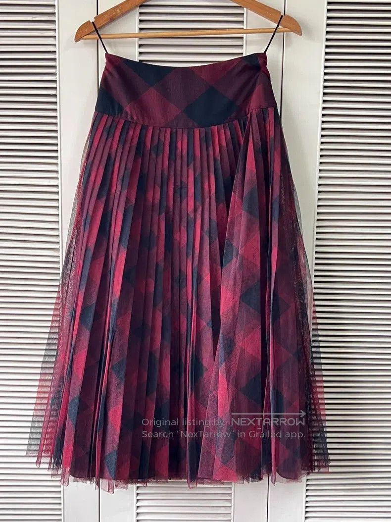 Dior Dior Red and black plaid gauze skirt Size 42" / US 20 - 2 Thumbnail