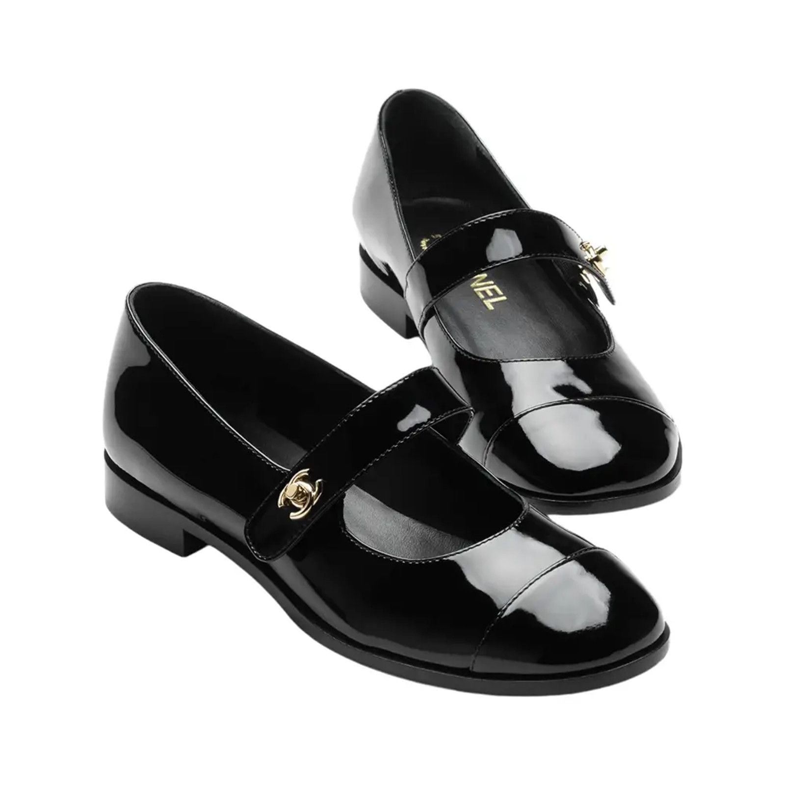 Chanel Chanel Black Patent Turnlock CC Mary Jane Ballet Flat 36 Size US 6 / IT 36 - 3 Thumbnail