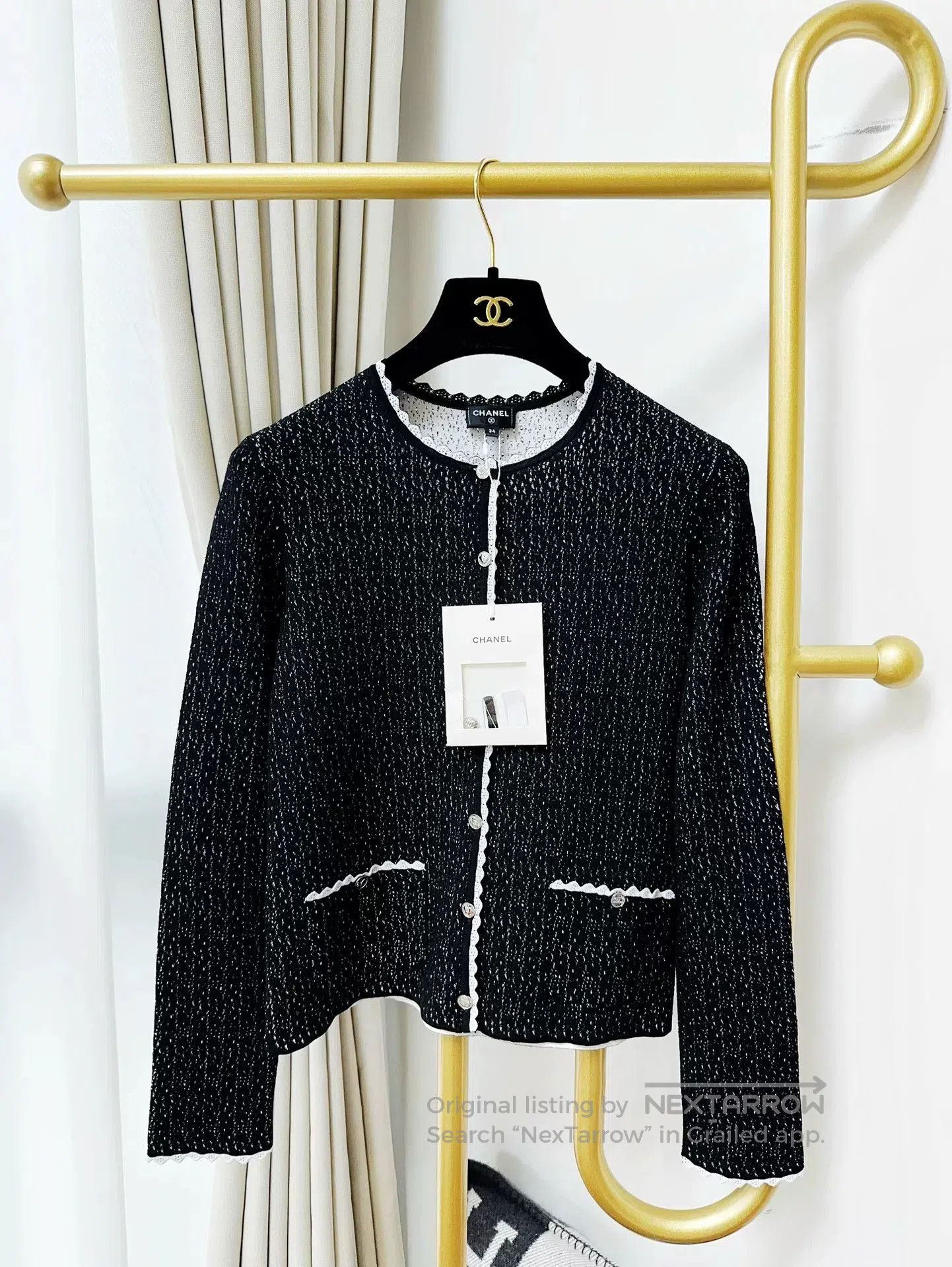 Chanel Chanel Black White Trim Knit Cardigan. Size US XS / EU 42 / 0 - 1 Thumbnail
