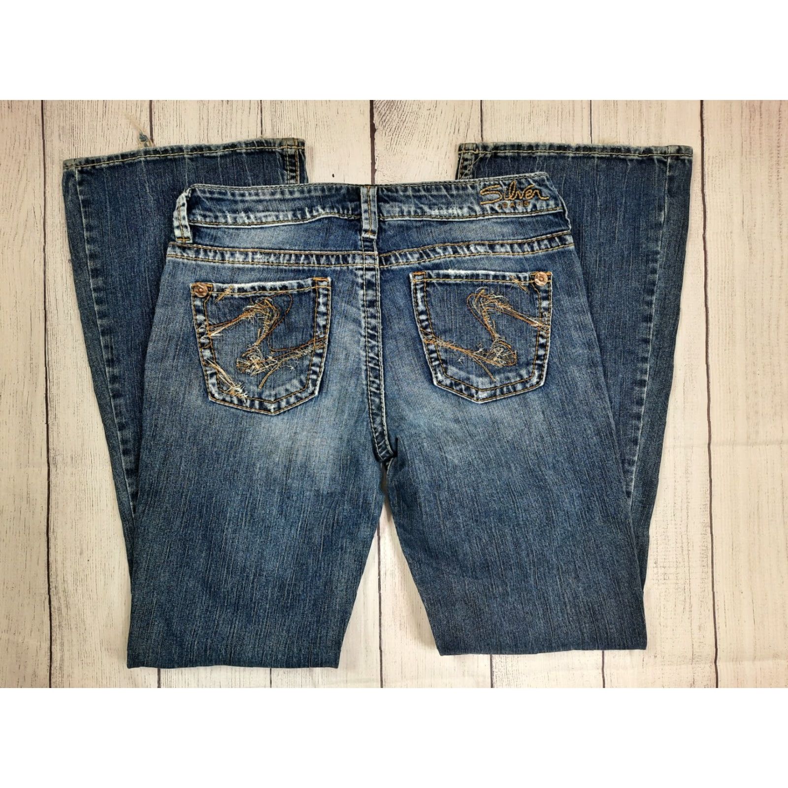 Silver Jeans Co. Women's Silver Jeans Eden Flare Thick-Stitch Flare Leg Med Wash 29x31 Size 29" - 3 Thumbnail