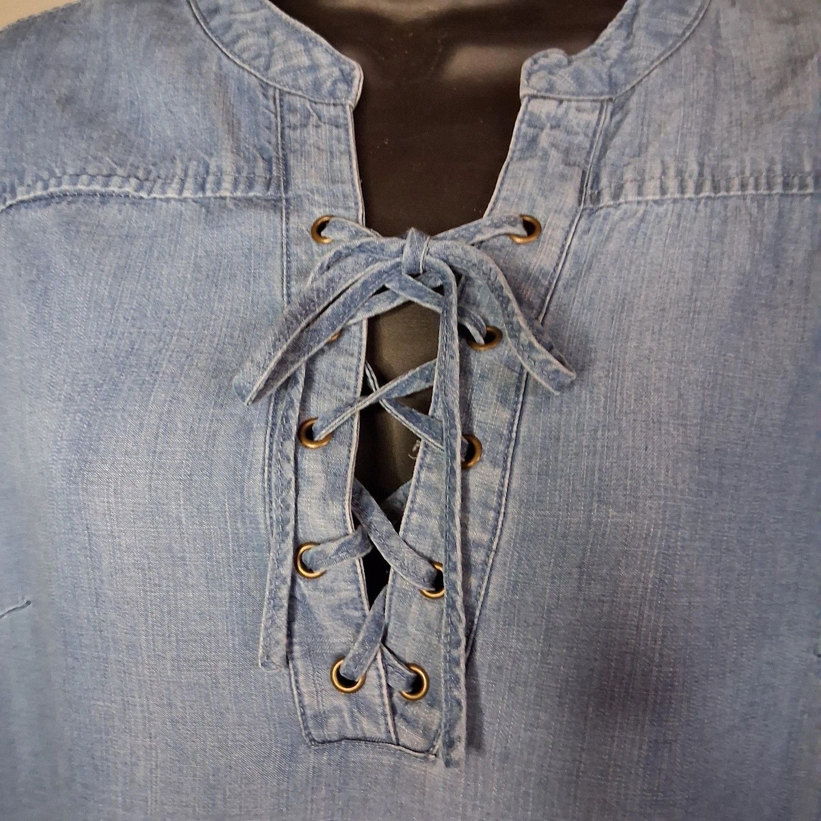 Other Philosophy Republic Blue Chambray Lace Up Shift Pockets Size M / US 6-8 / IT 42-44 - 8 Thumbnail