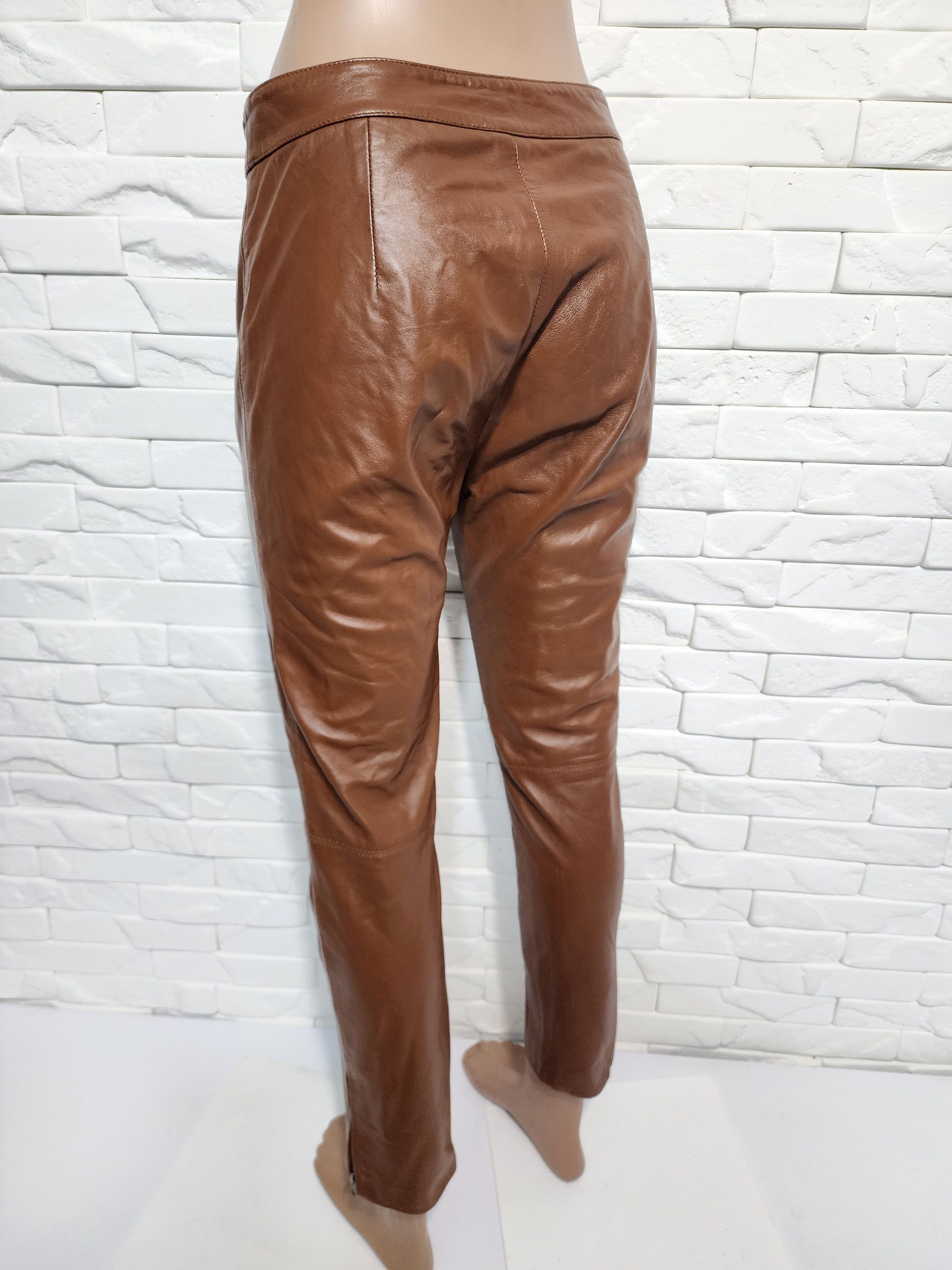 Genuine Leather Brown Leather Pants: Women's Genuine Leather Trousers Size 28" / US 6 / IT 42 - 7 Thumbnail