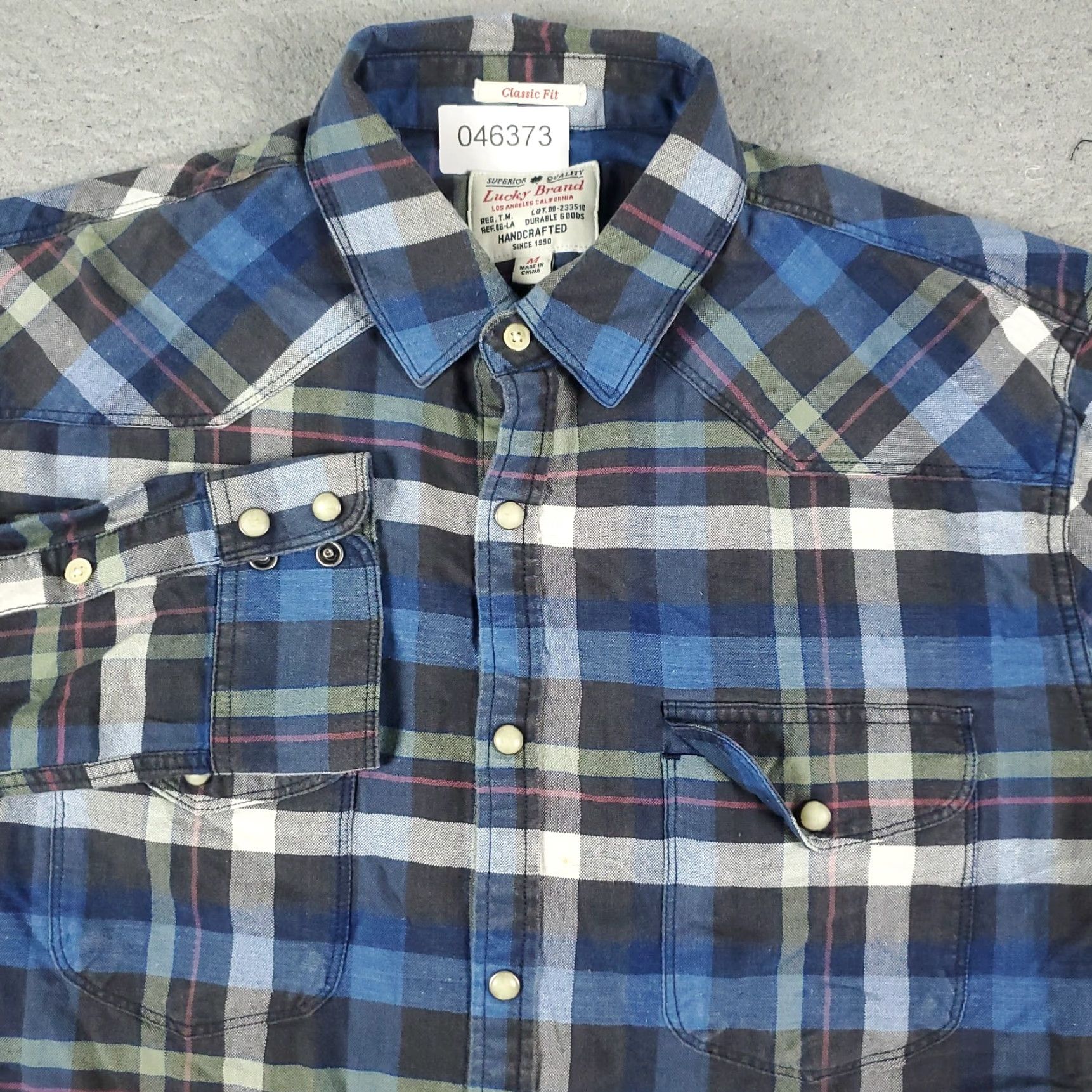 Lucky Brand Lucky Brand Shirt Mens Medium Blue Plaid Western Pearl Snap Button Long Sleeve Casual Workwear 90s Western Mens Size US M / EU 48-50 / 2 - 2 Thumbnail