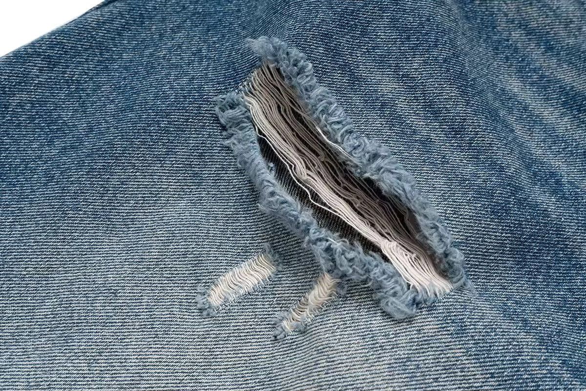 Japanese Brand × Jean Hole Washed Fringe Denim Shorts Size US 34 / EU 50 - 10 Thumbnail