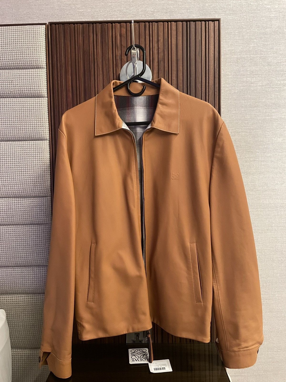 Loewe Loewe Reversible Tan Leather Zip Blouson Jacket Loewe Loewe Reversible Tan Leather Zip Blouson Jacket