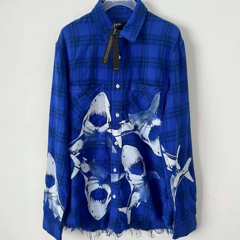 Amiri Amiri 18ss genuine blue shark shirt Size US M / EU 48-50 / 2 - 1 Thumbnail
