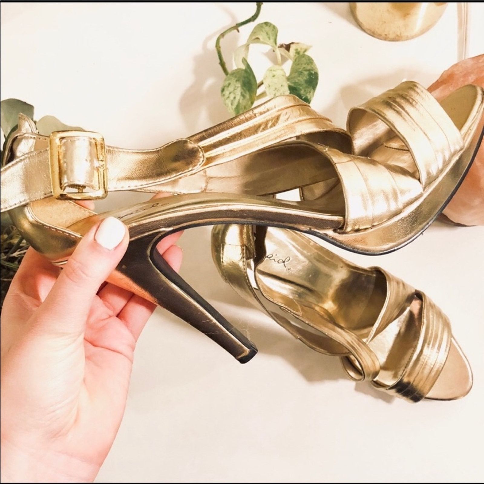 Asos NEW ASOS QUPID Metallic Gold Wrap High Heel Sandals Leather Size US 10 / IT 40 - 1 Thumbnail