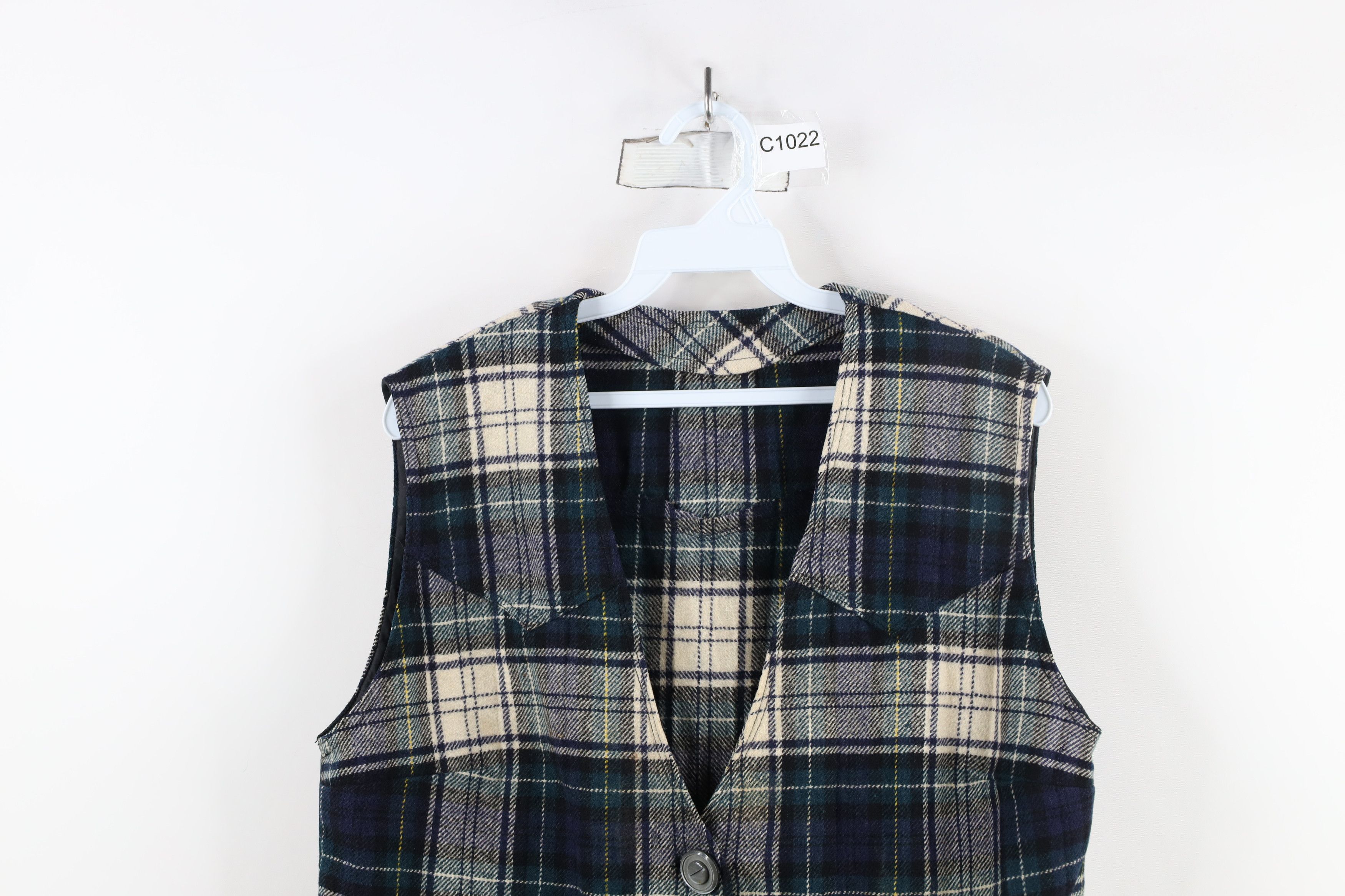 Vintage Vintage 60s 70s Streetwear Wool Button Vest Jacket Plaid USA Size L / US 10 / IT 46 - 2 Thumbnail